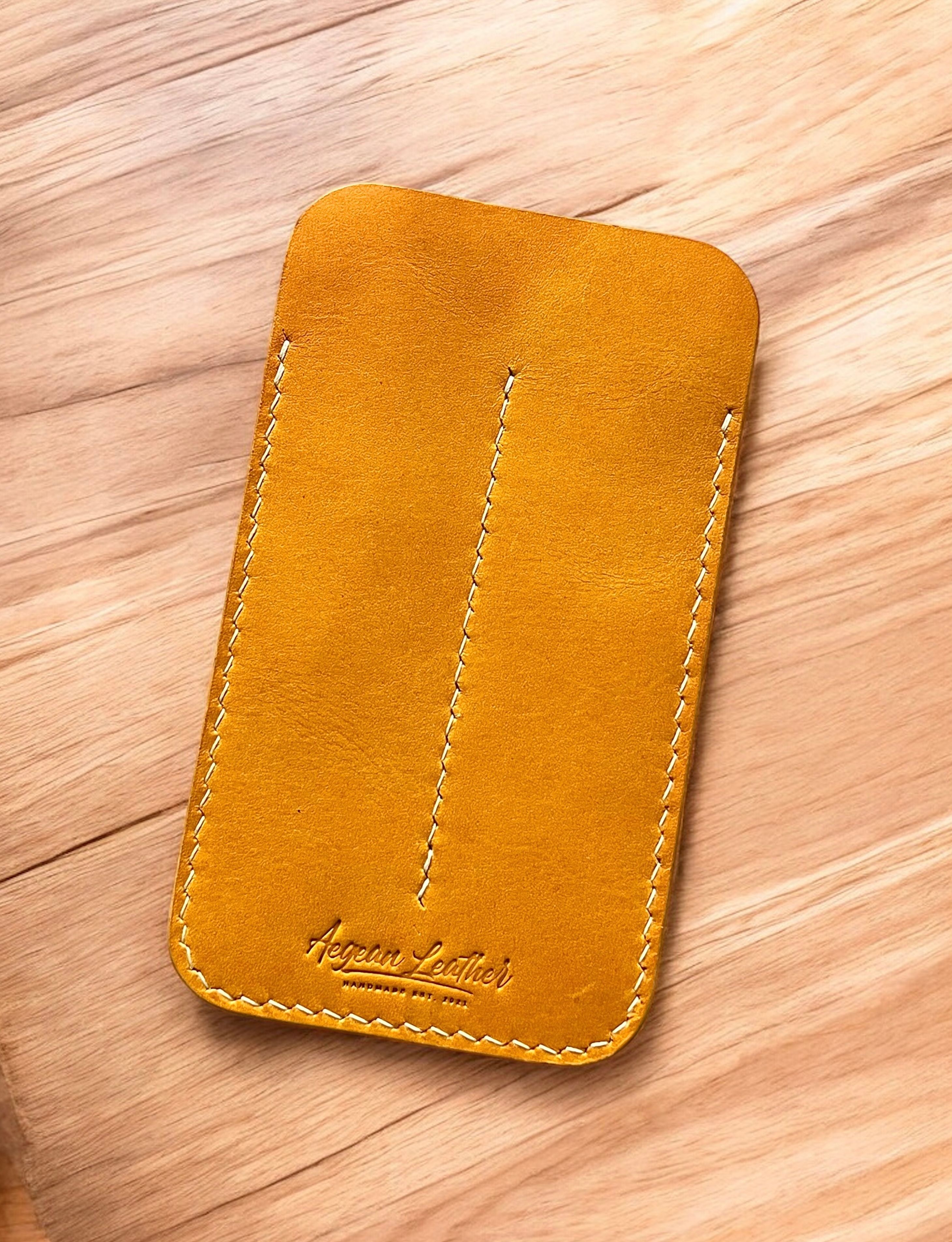 LEATHER DOUBLE PEN SLEEVE-YELLOW
