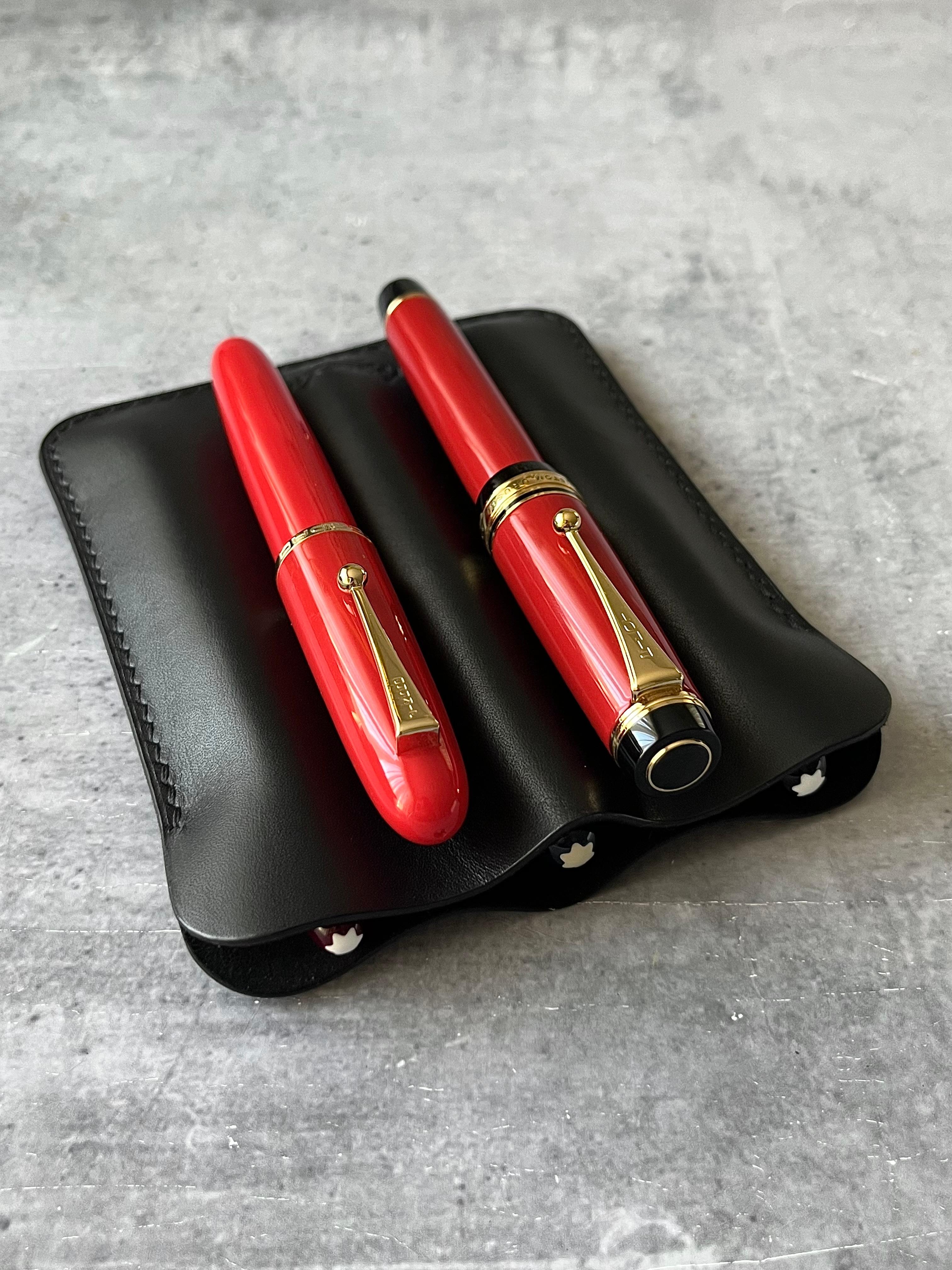LEATHER TRIPLE PEN SLEEVE-BLACK