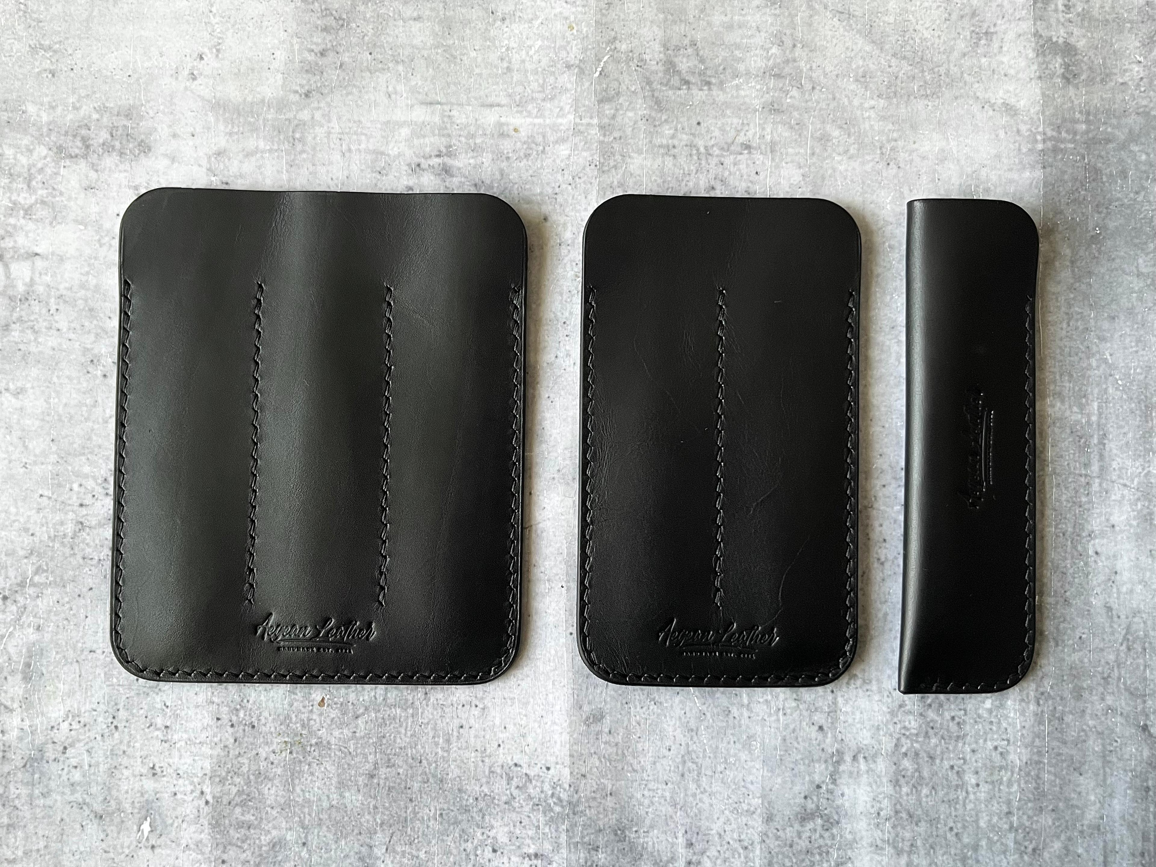 LEATHER TRIPLE PEN SLEEVE-BLACK