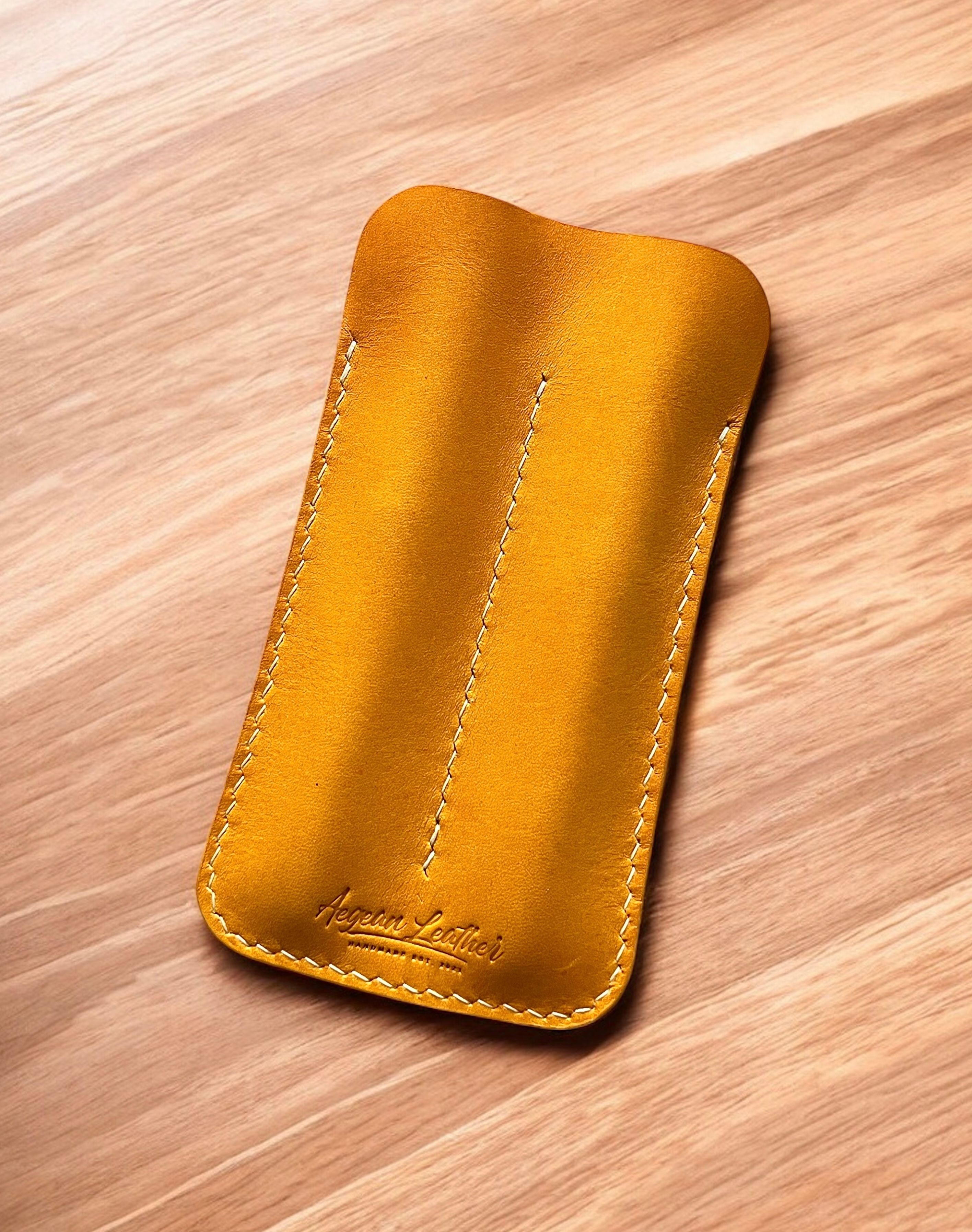 LEATHER DOUBLE PEN SLEEVE-YELLOW