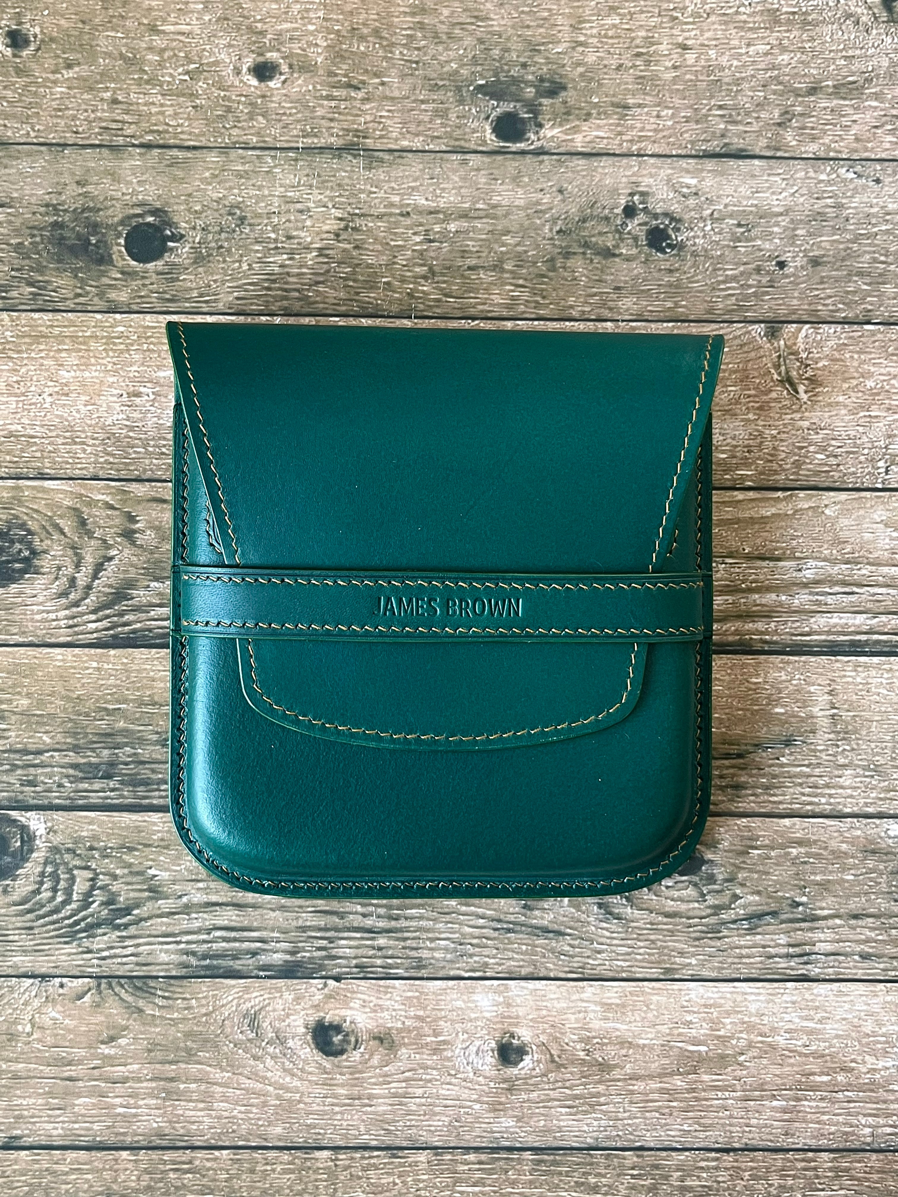 GREEN FOREST LEATHER PEN CASE FOR SEVEN PENS