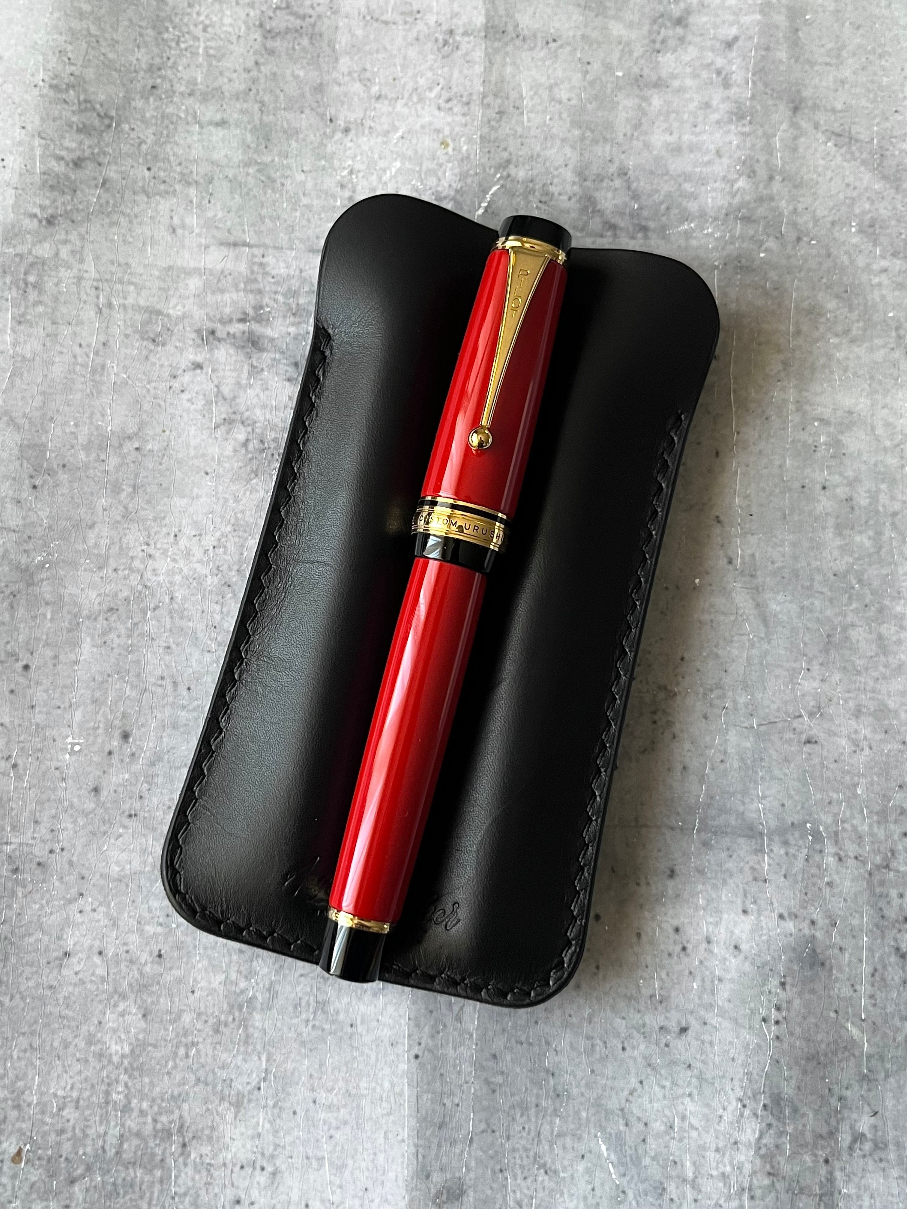 LEATHER DOUBLE PEN SLEEVE-BLACK