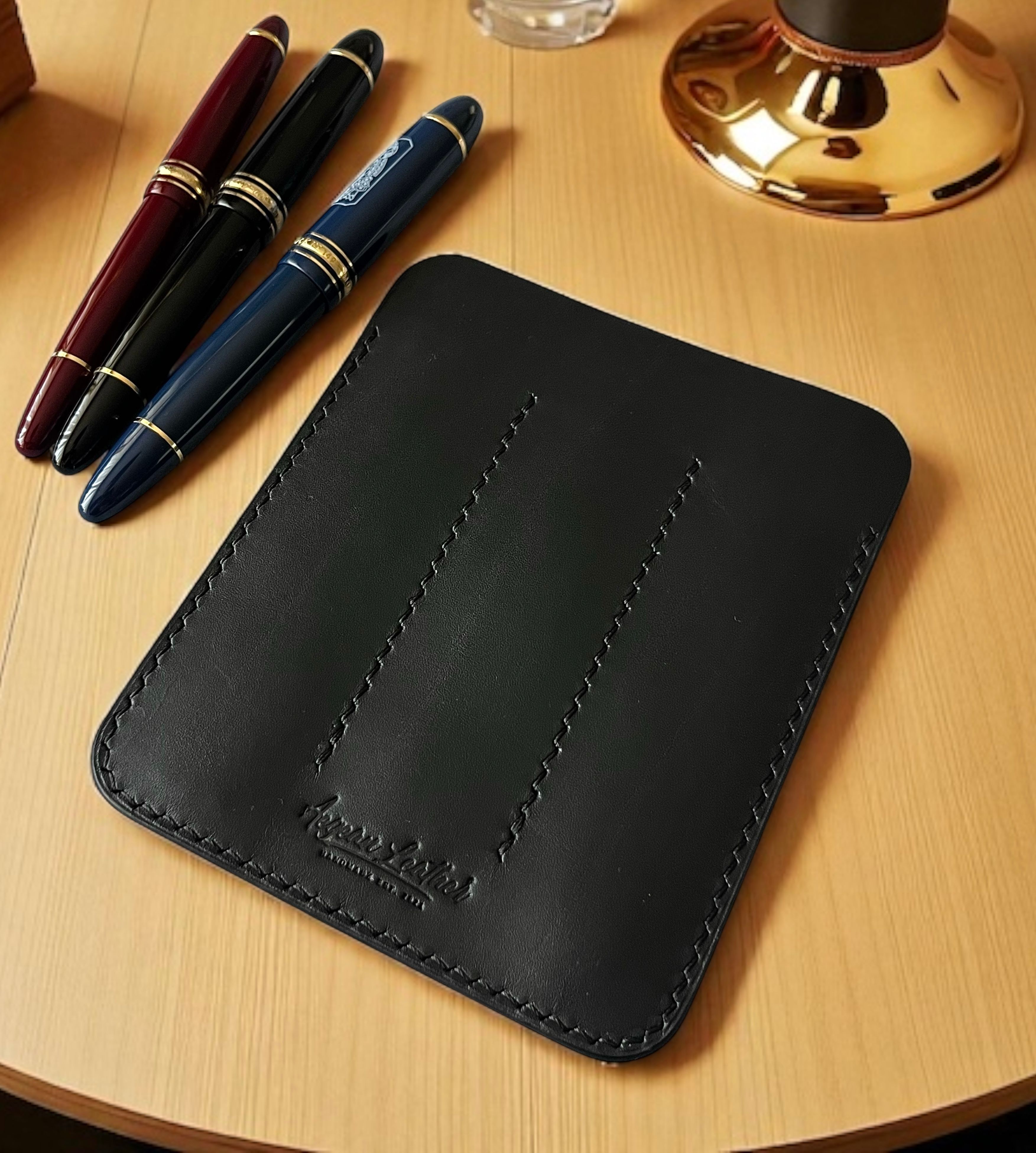 LEATHER TRIPLE PEN SLEEVE-BLACK