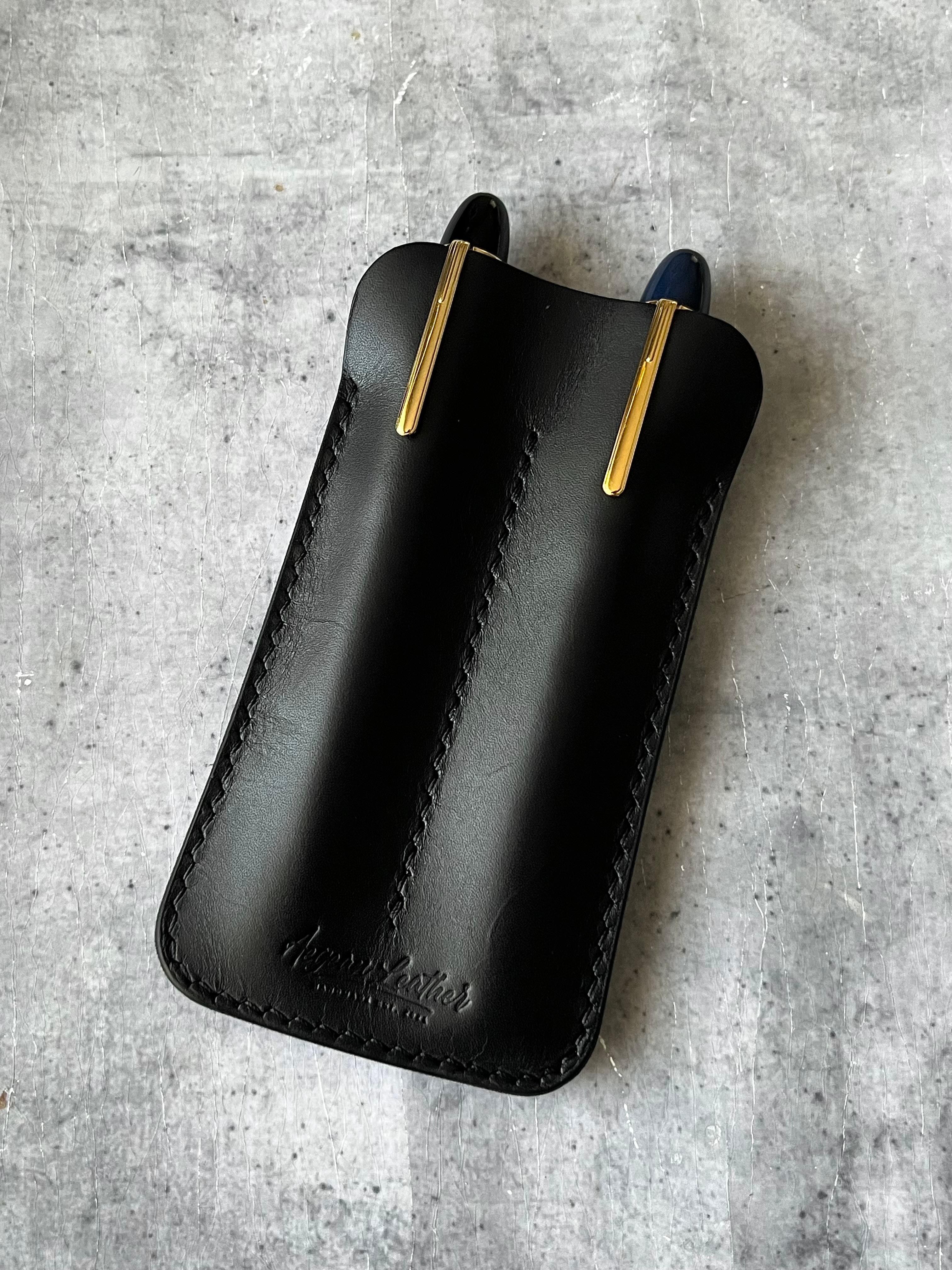 LEATHER DOUBLE PEN SLEEVE-BLACK