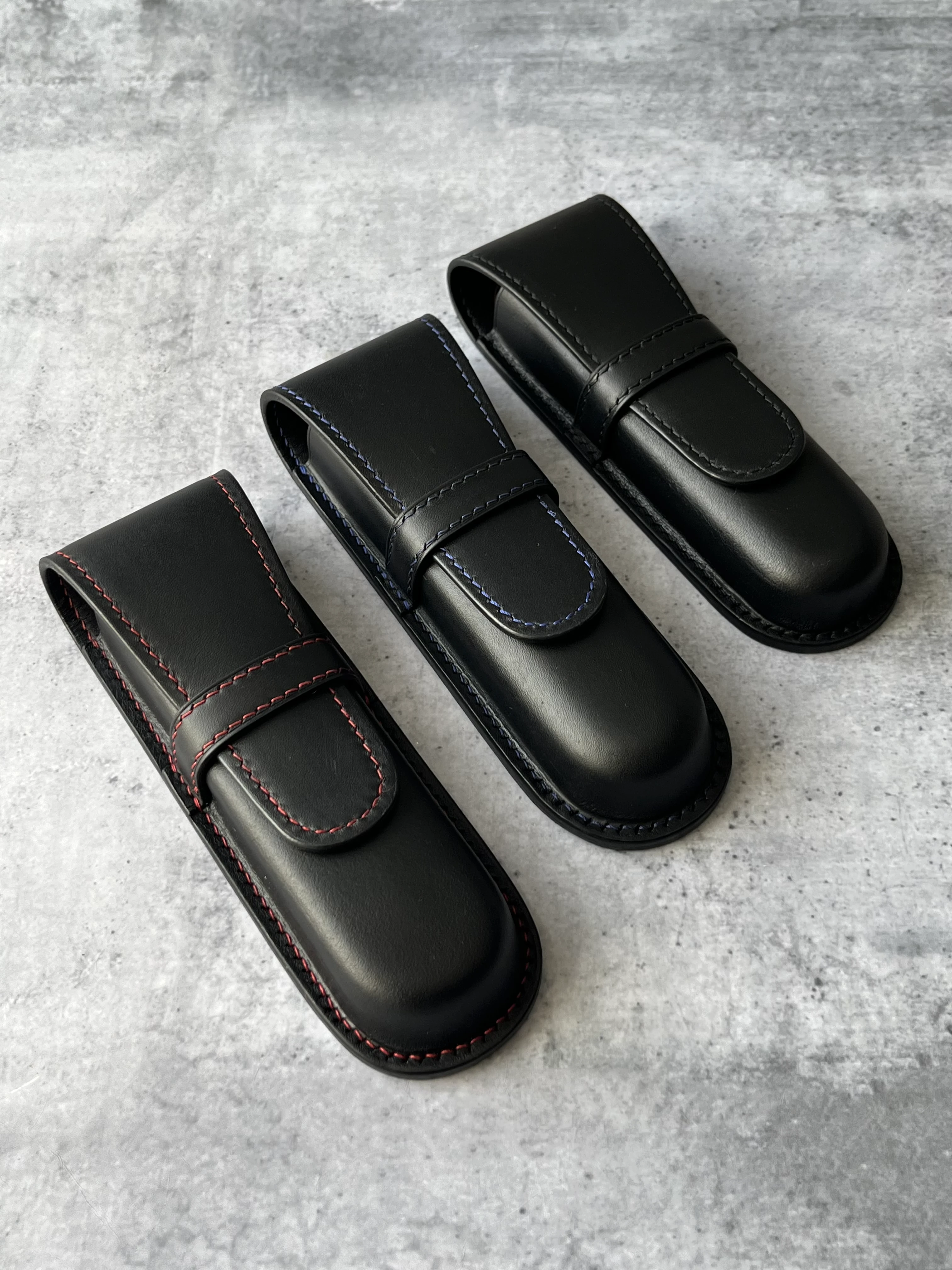 NAMIKI EMPEROR-PILOT CUSTOM URUSHI BLACK COFFEE LEATHER PEN CASE FOR TWO PENS