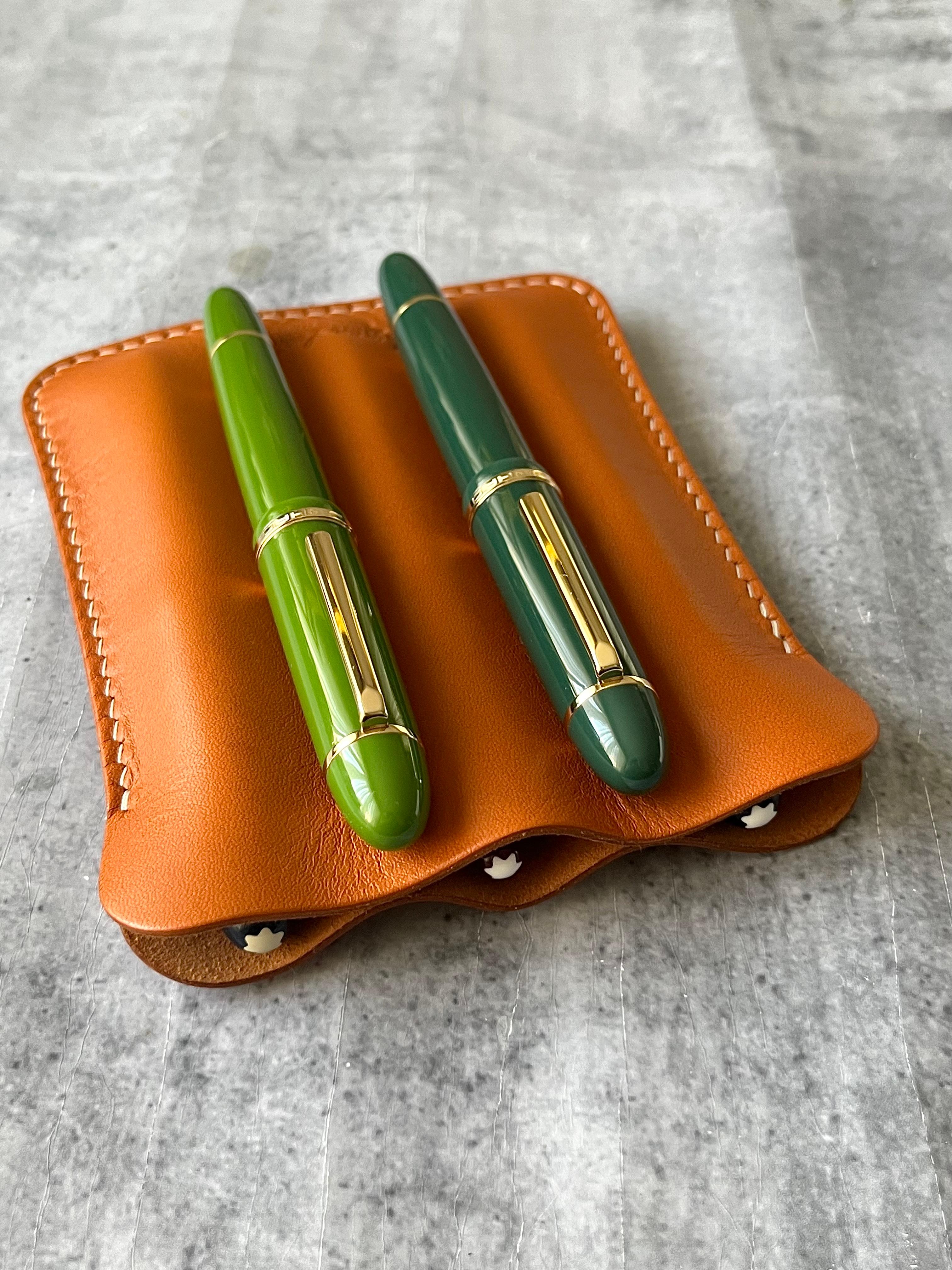 LEATHER TRIPLE PEN SLEEVE-TAN