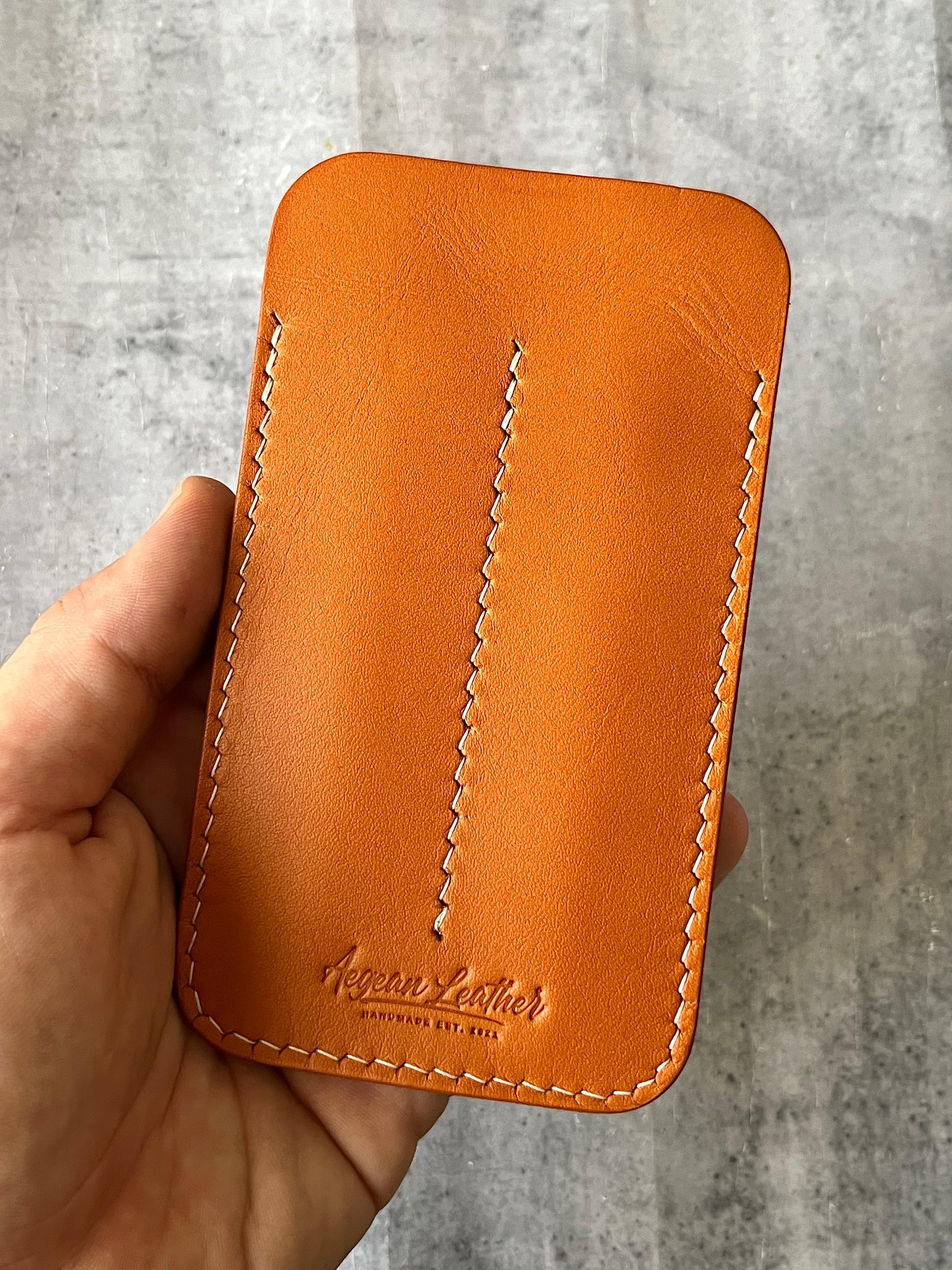 LEATHER DOUBLE PEN SLEEVE-TAN
