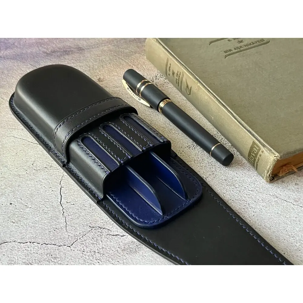 NAMIKI EMPEROR-PILOT CUSTOM URUSHI BLACK SAPPHIRE LEATHER PEN CASE