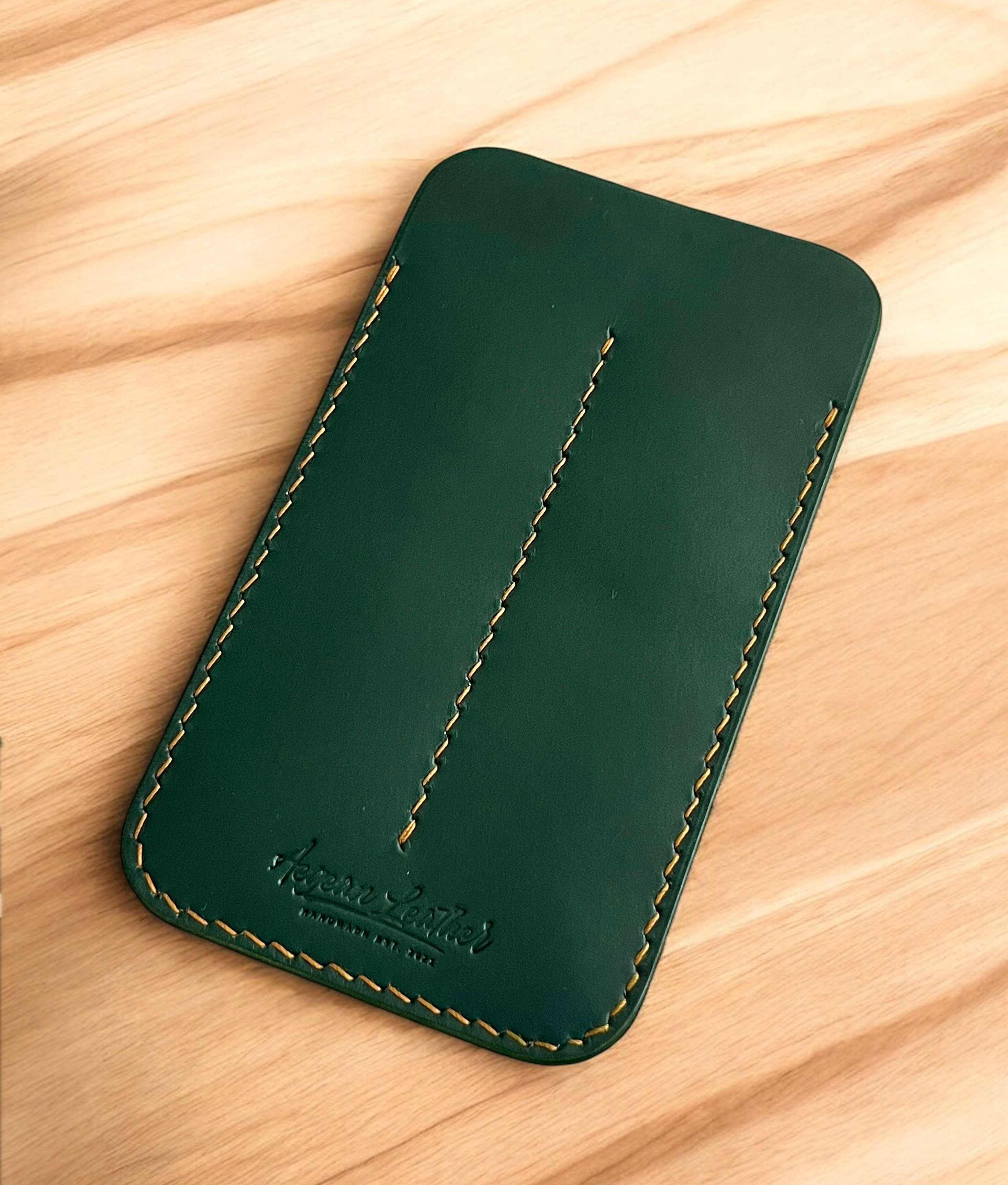 LEATHER DOUBLE PEN SLEEVE-GREEN