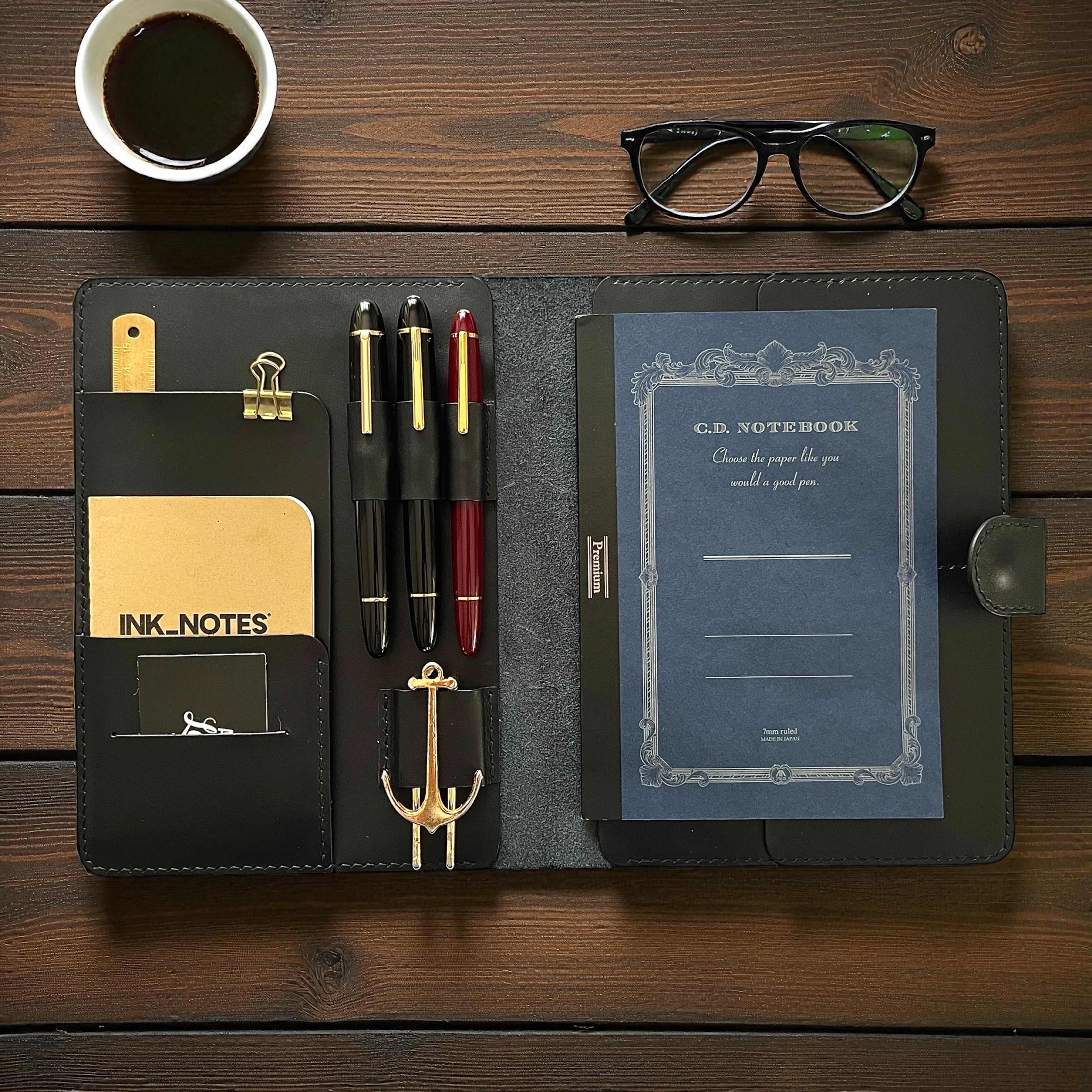 A5 LEATHER PORTFOLIO-Black