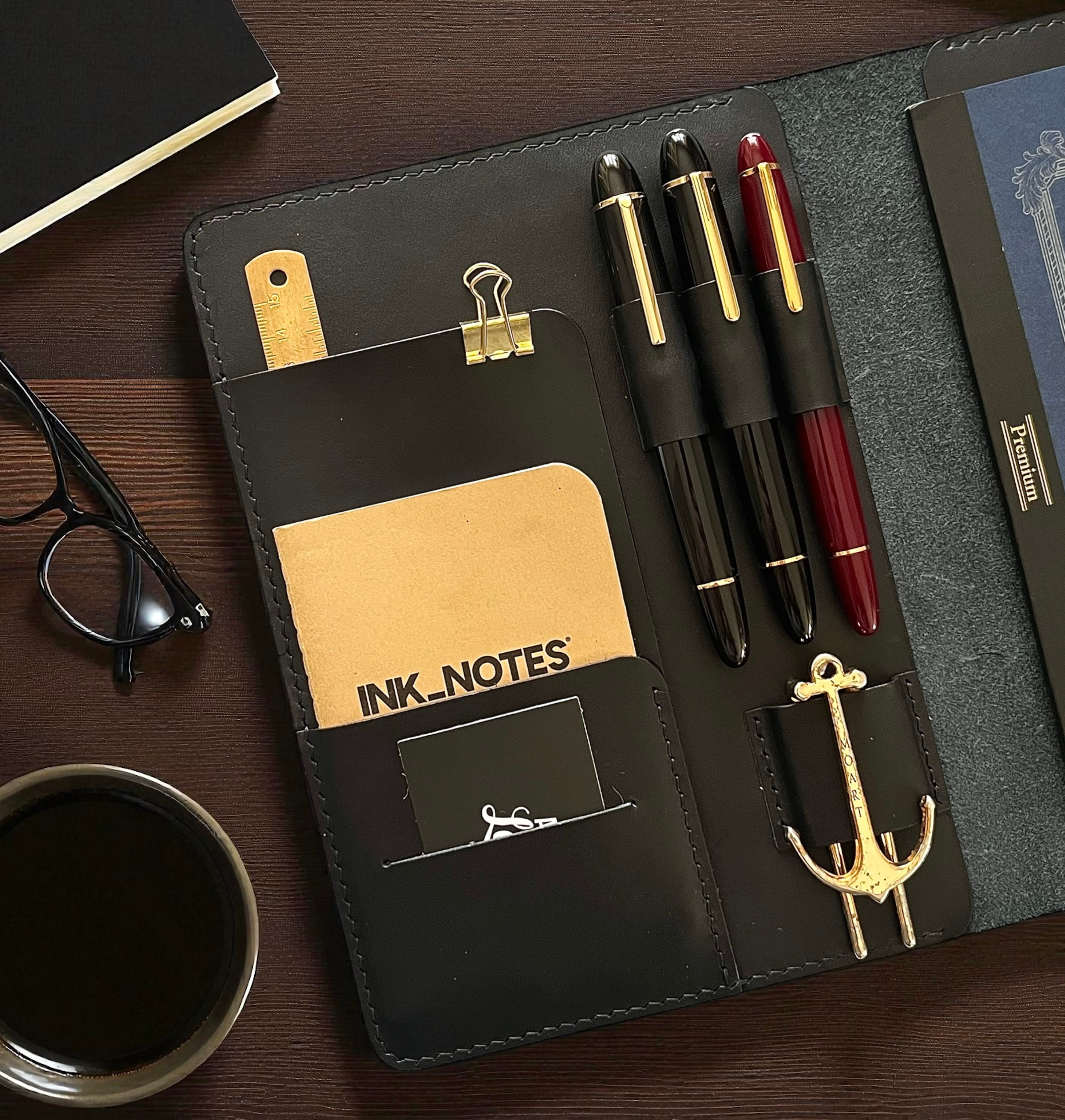 A5 LEATHER PORTFOLIO-Black