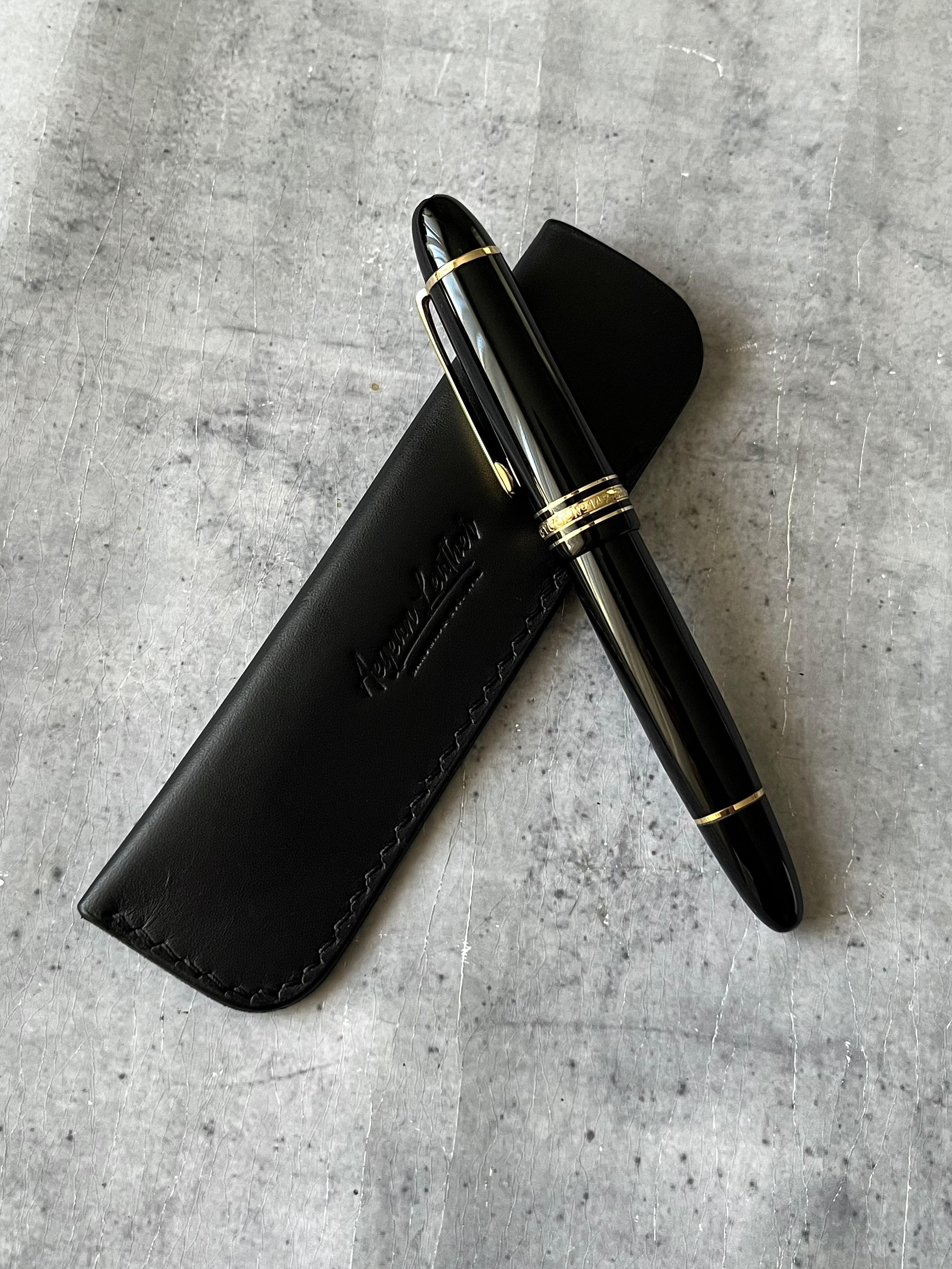 LEATHER SINGLE PEN SLEEVE-BLACK