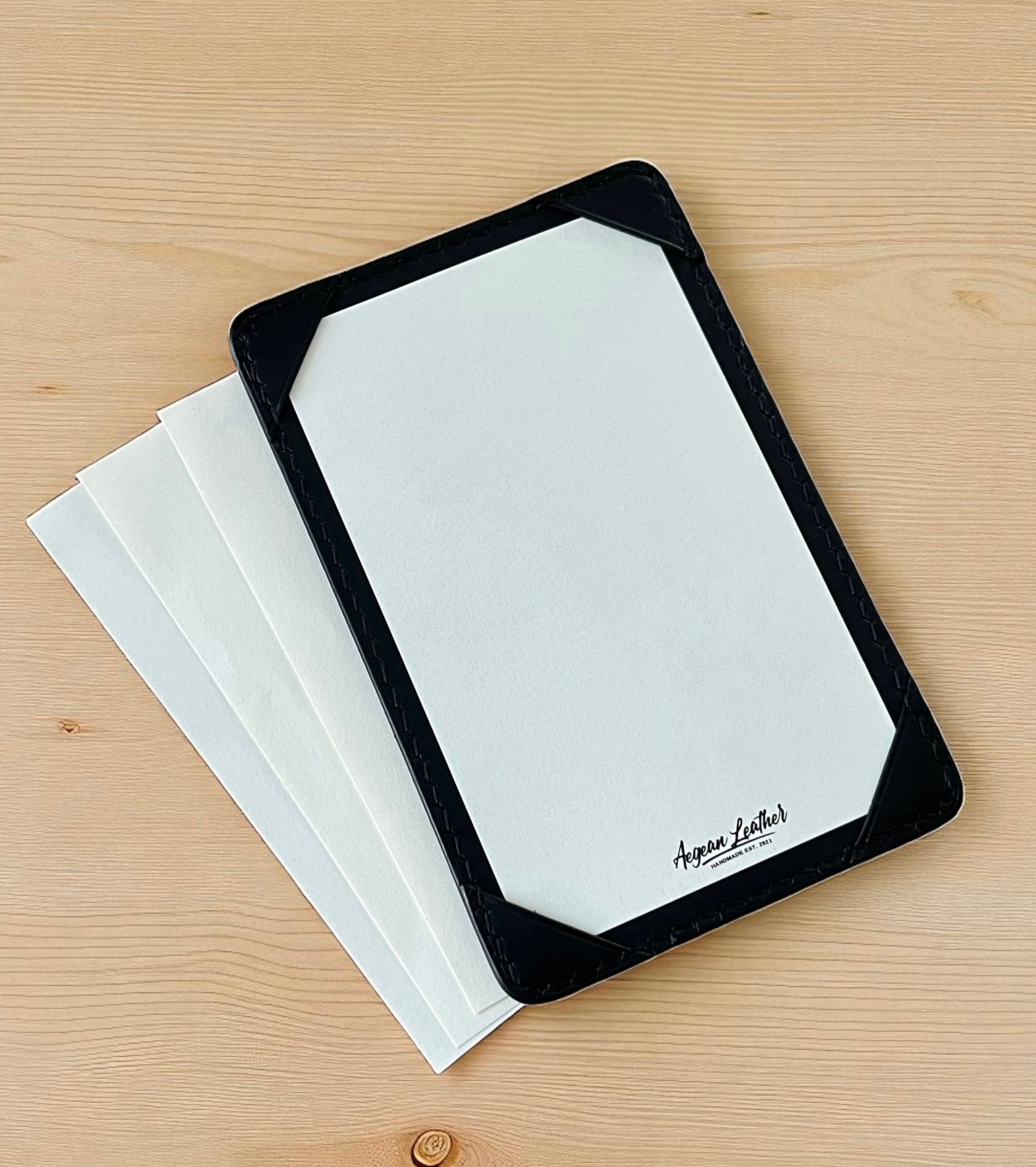 LEATHER JOTTER PAD-BLACK