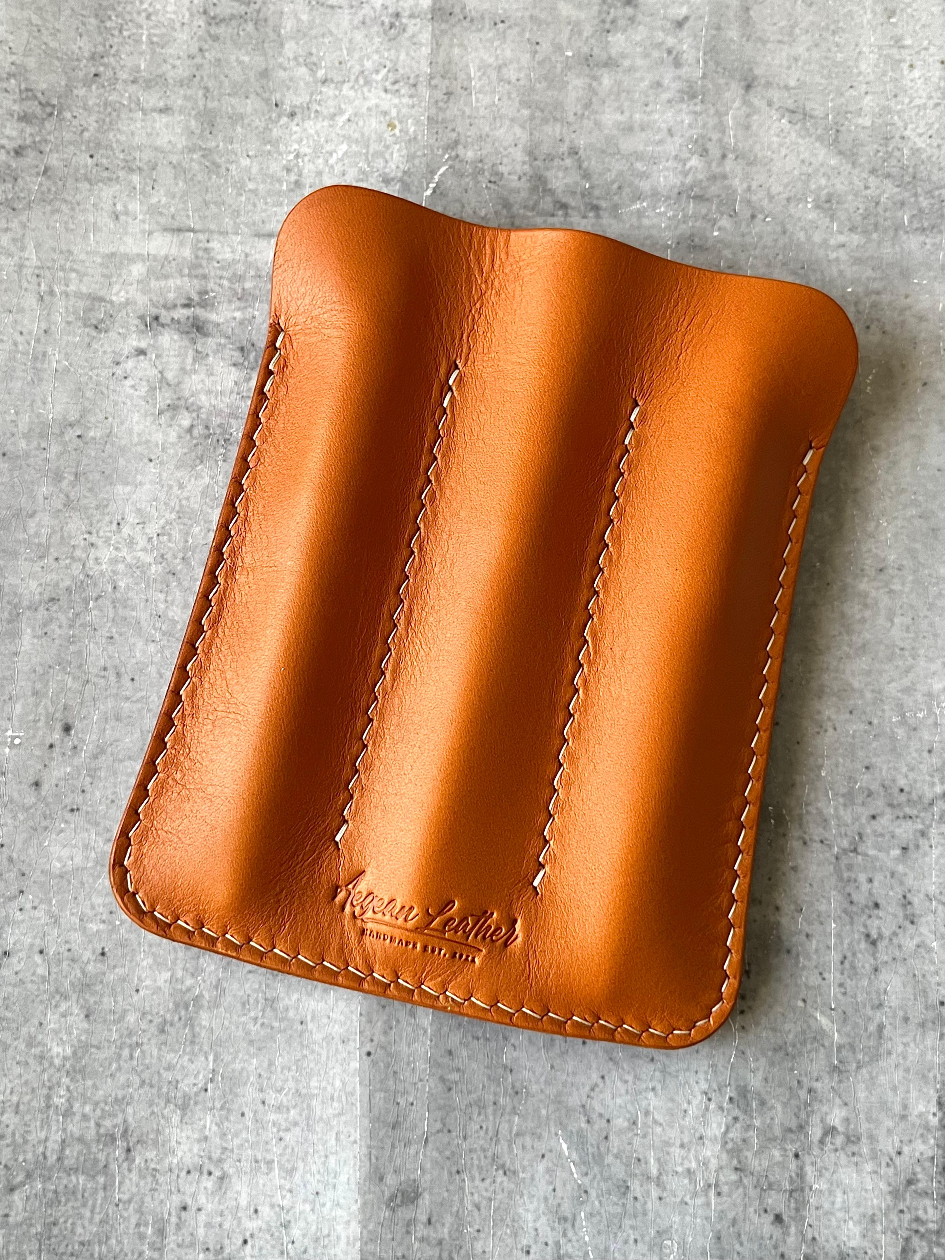 LEATHER TRIPLE PEN SLEEVE-TAN