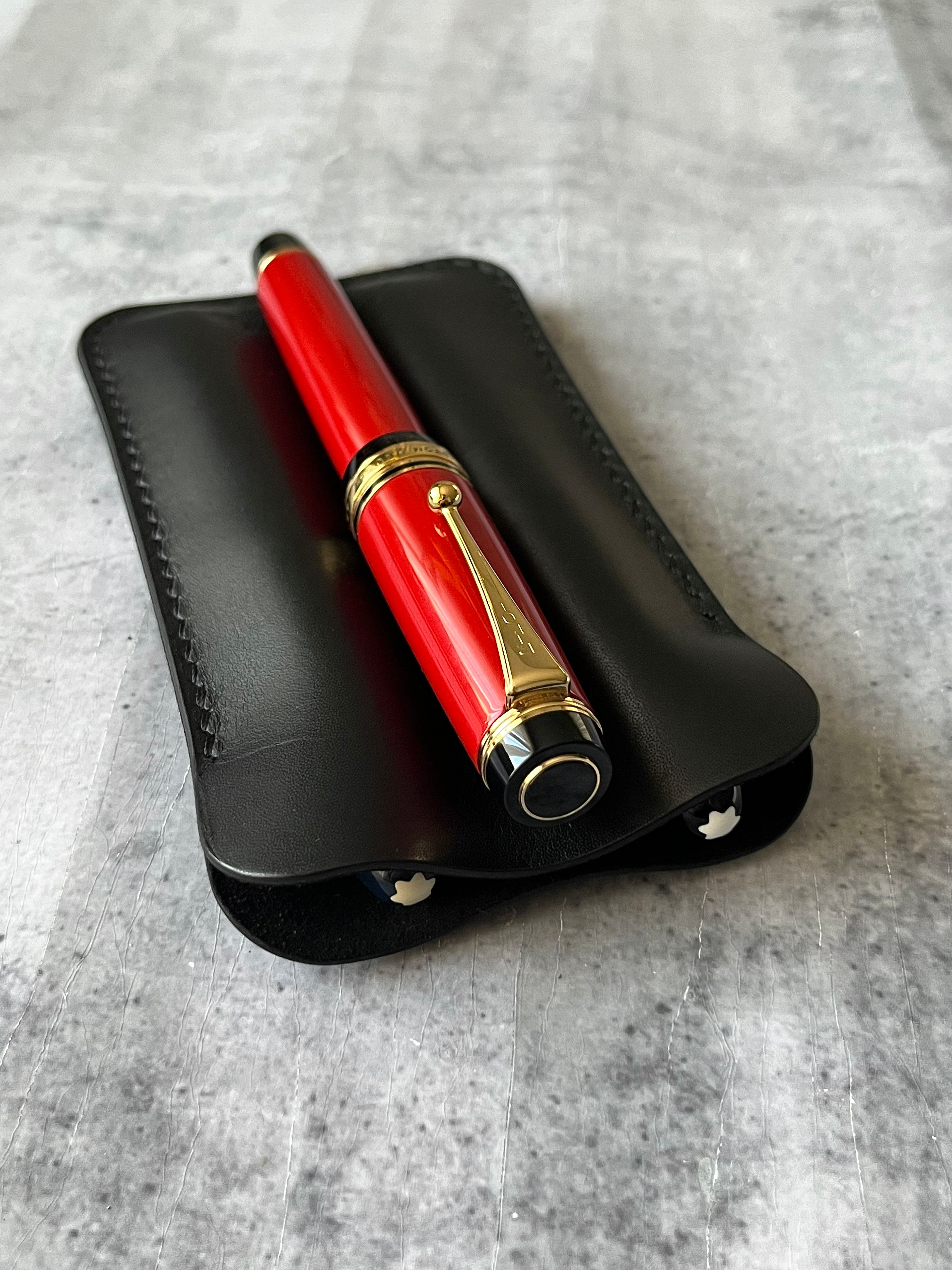 LEATHER DOUBLE PEN SLEEVE-BLACK