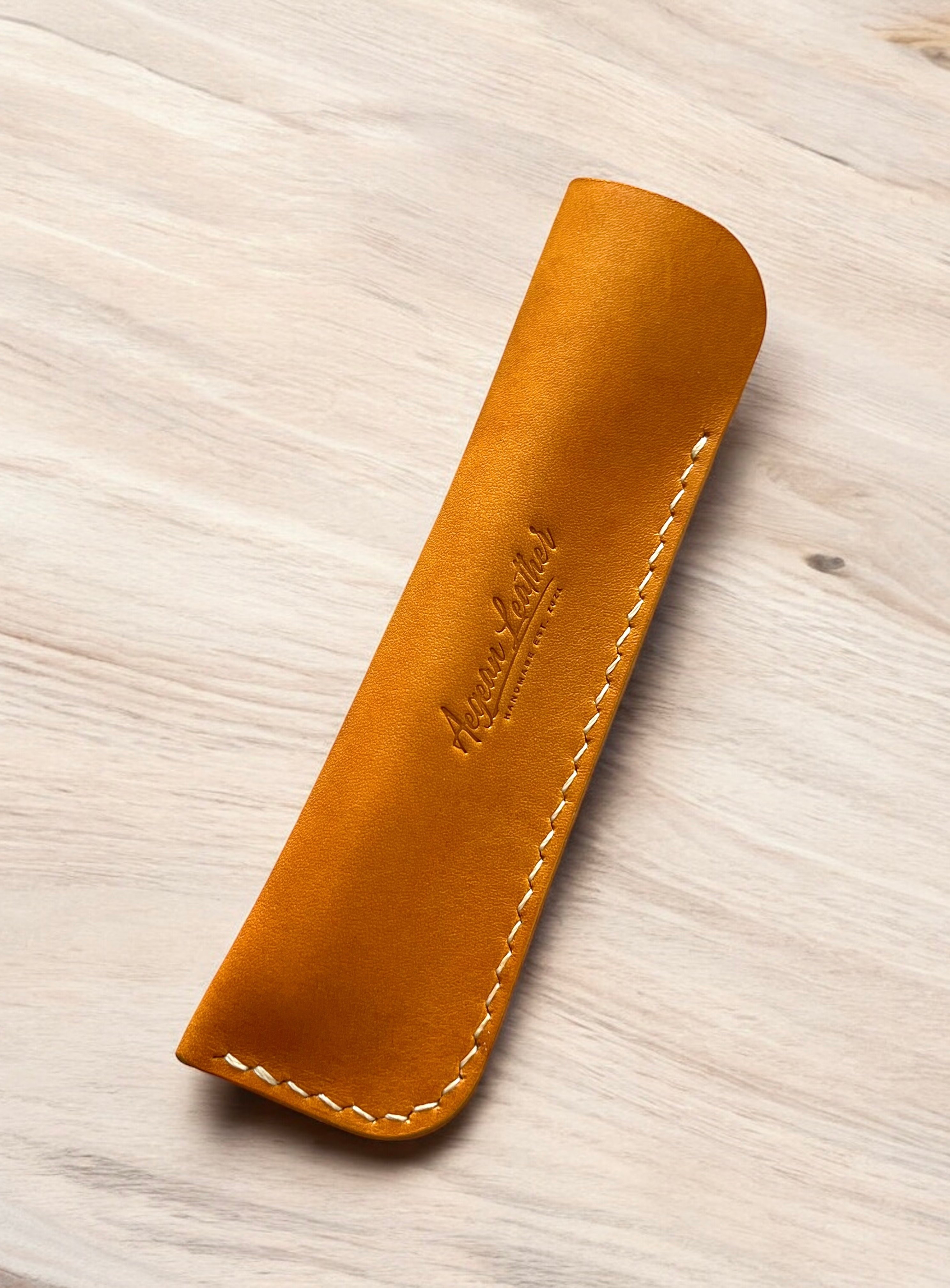 LEATHER SINGLE PEN SLEEVE-GREEN