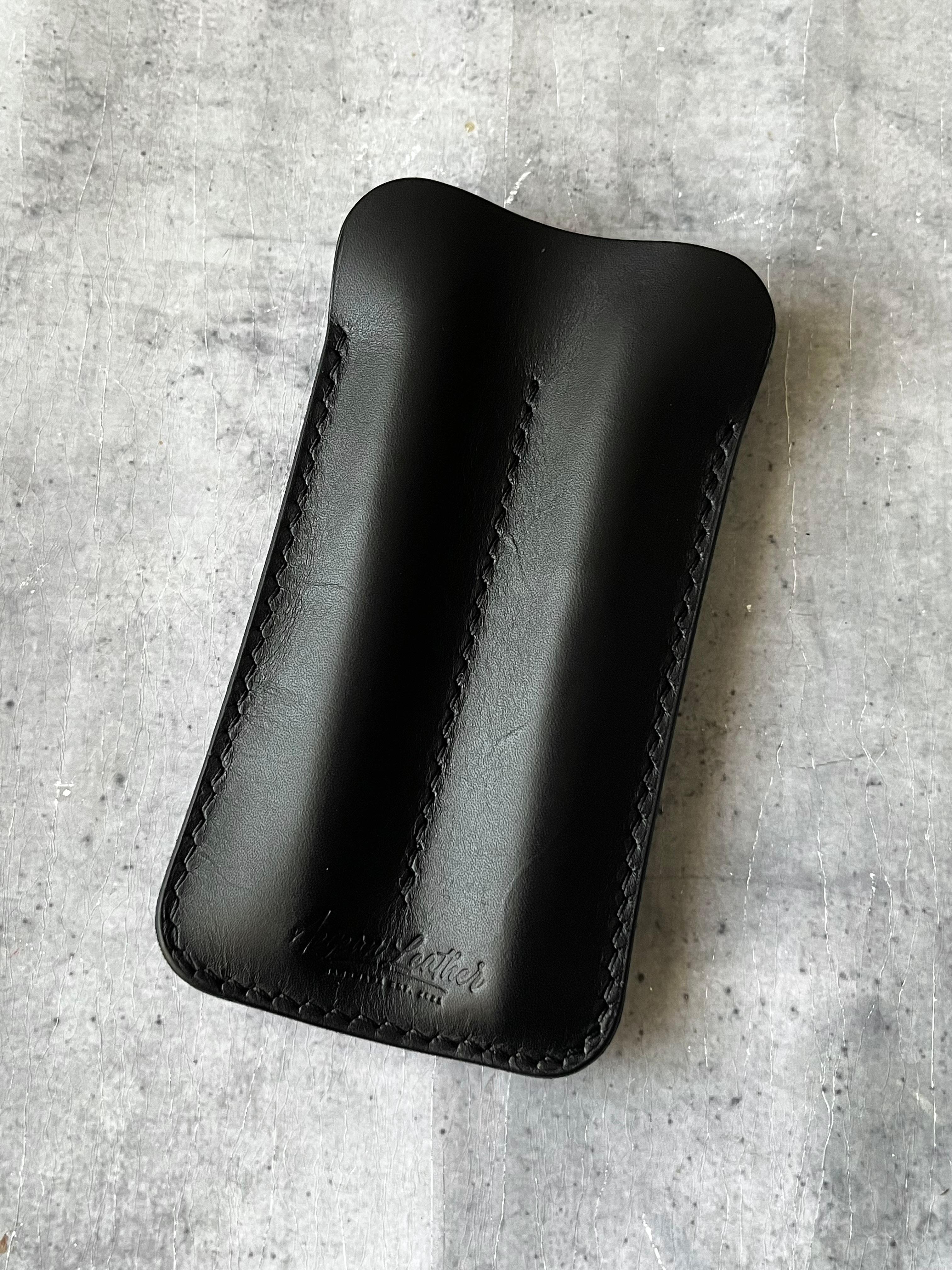 LEATHER DOUBLE PEN SLEEVE-BLACK