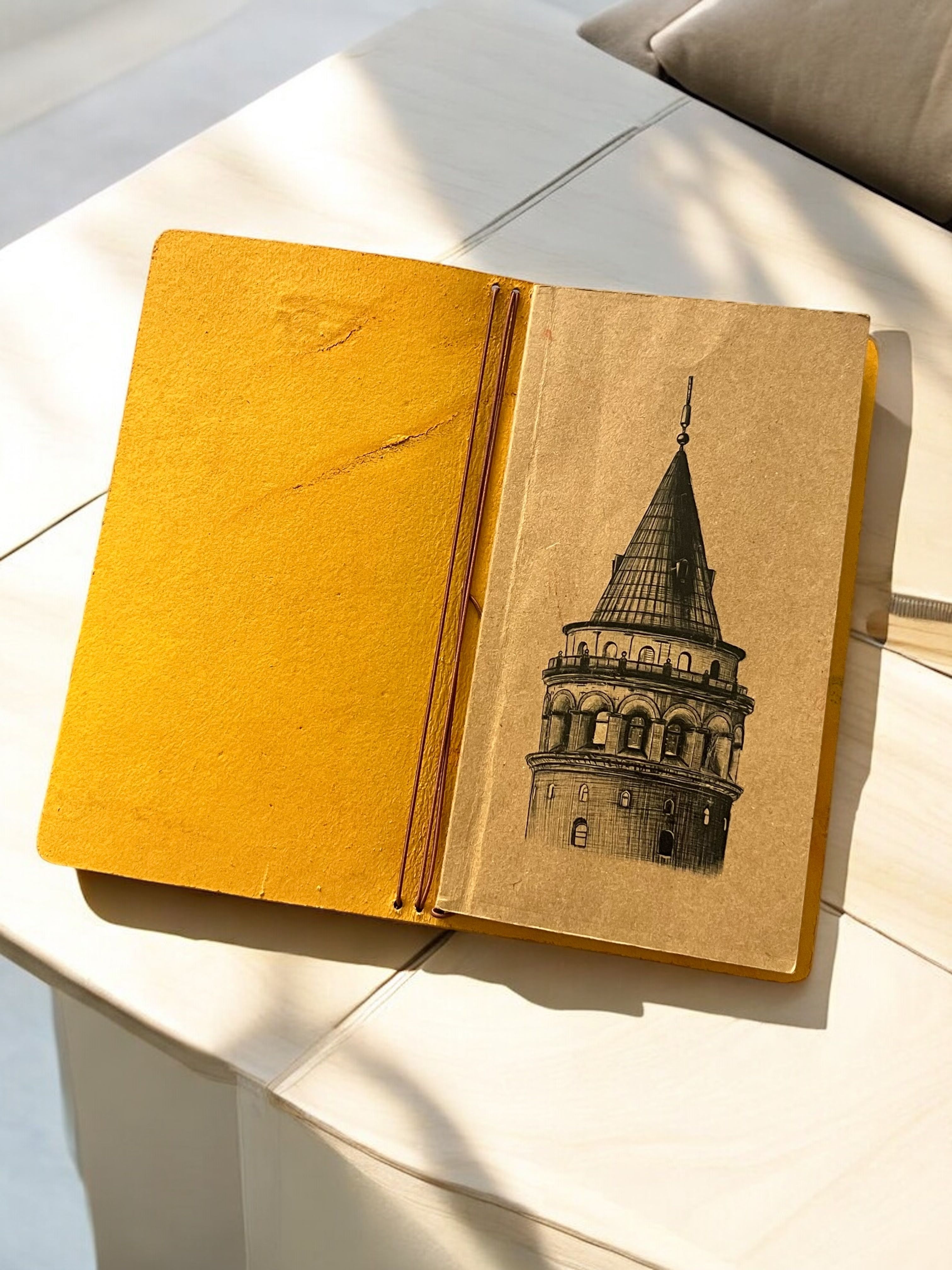 DERİ DEFTER KILIFI-SARI