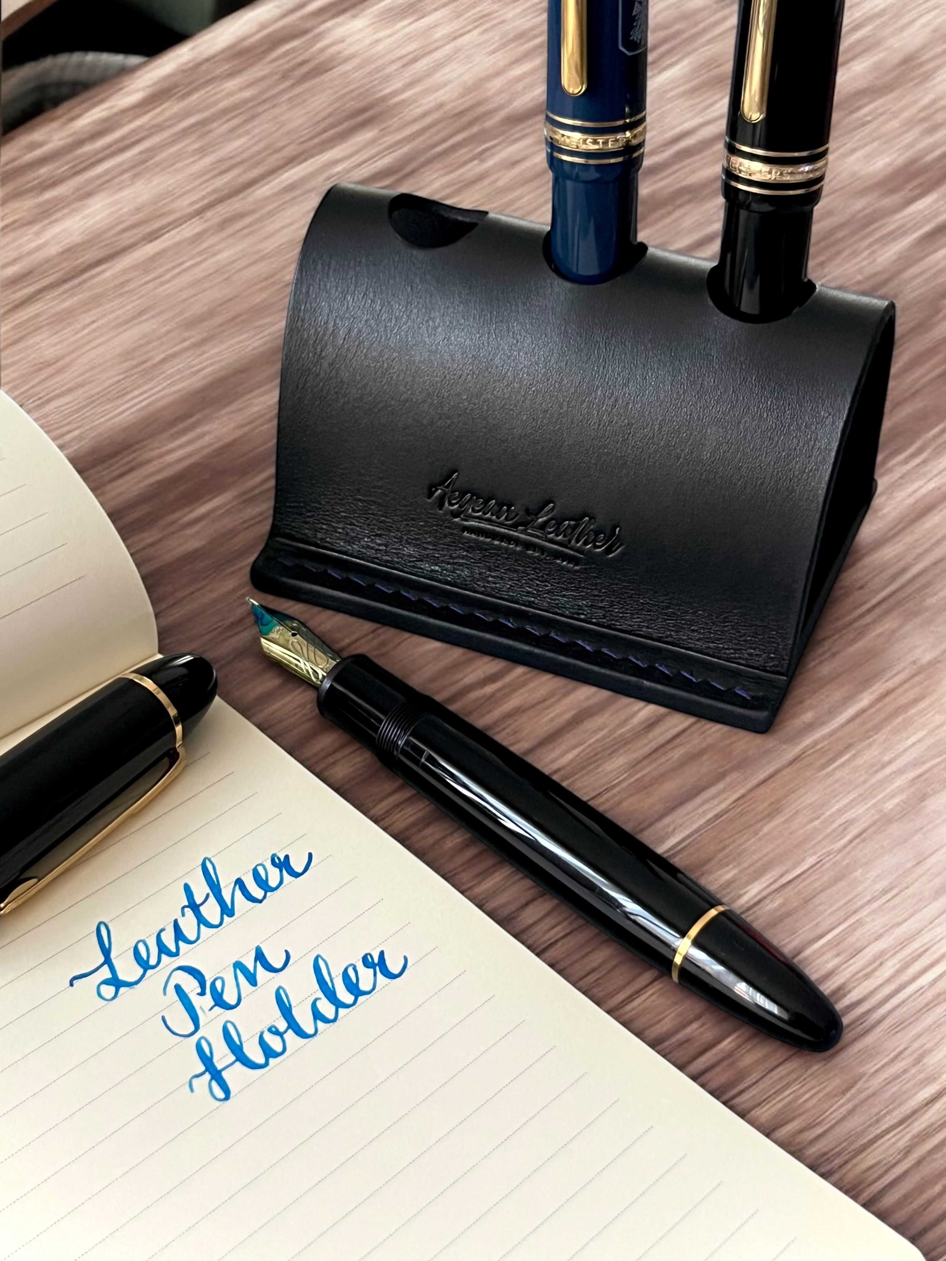 LEATHER PEN HOLDER FOR THREE PENS-BLACK