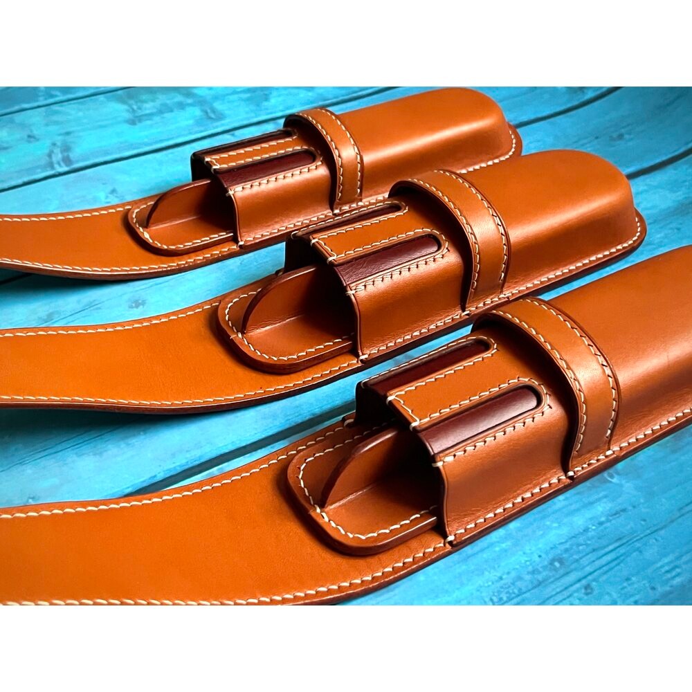 GOLDEN SAND LEATHER PEN CASE FOR TWO PENS