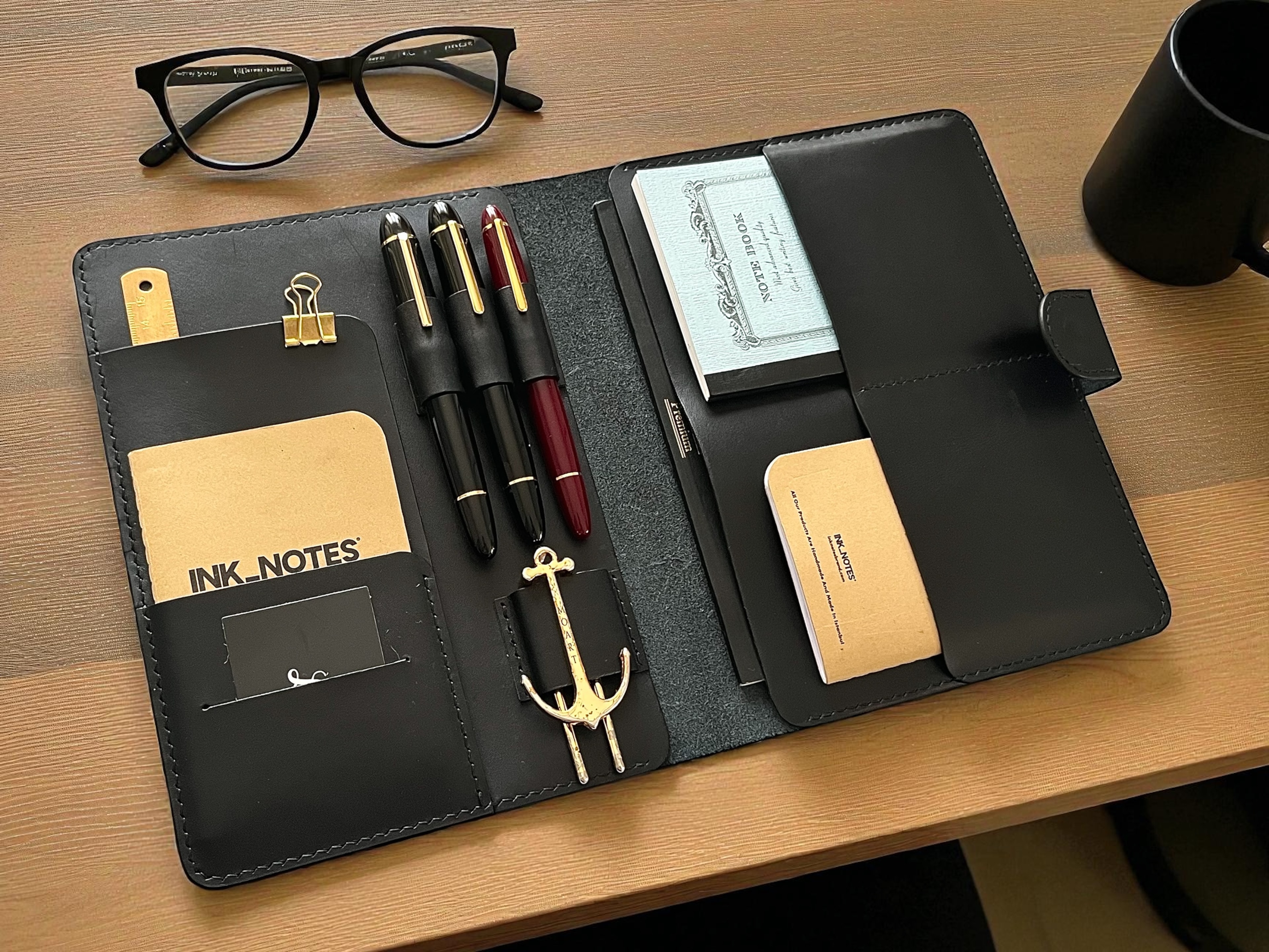 A5 LEATHER PORTFOLIO-Black