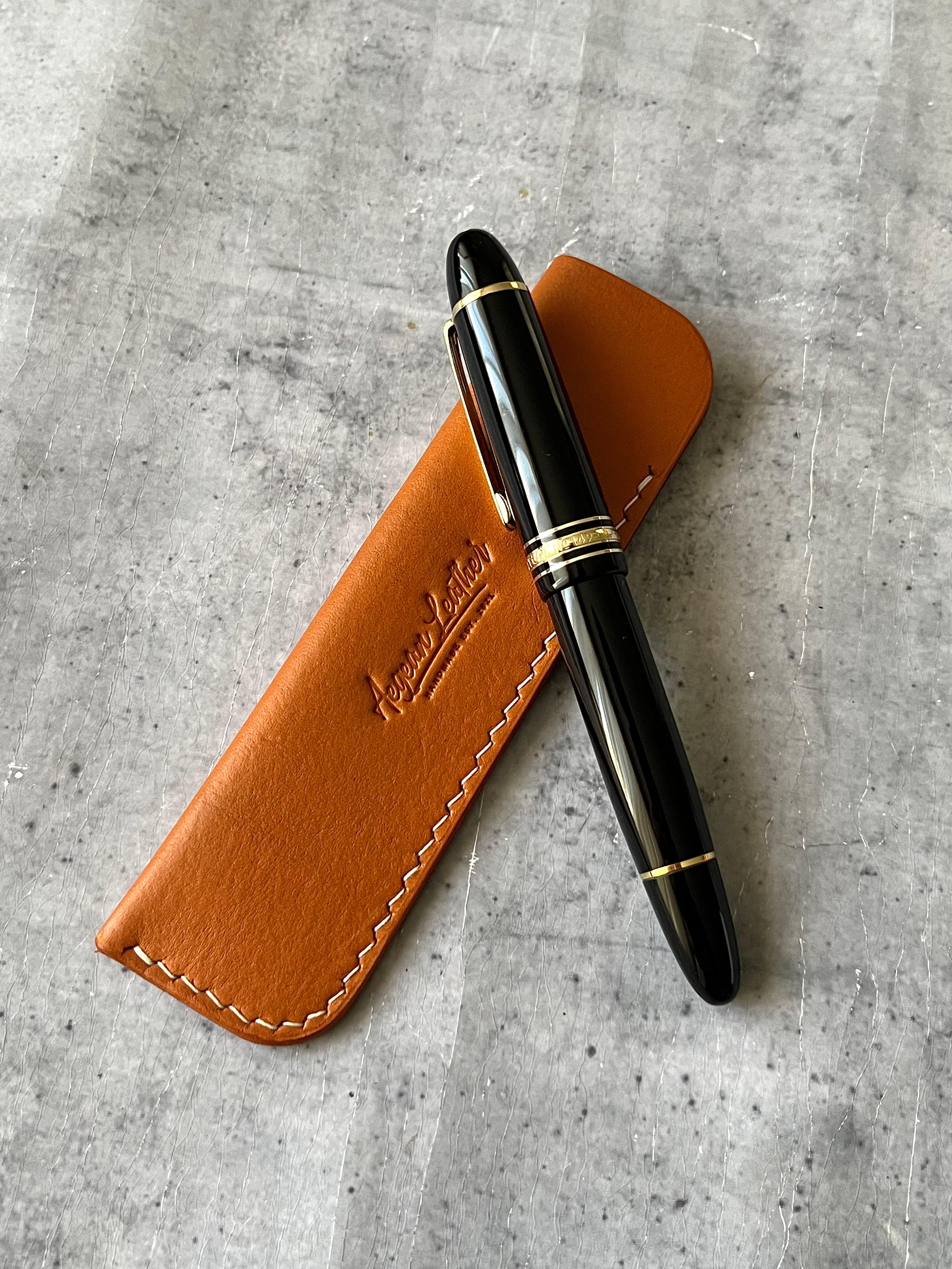 LEATHER SINGLE PEN SLEEVE-TAN