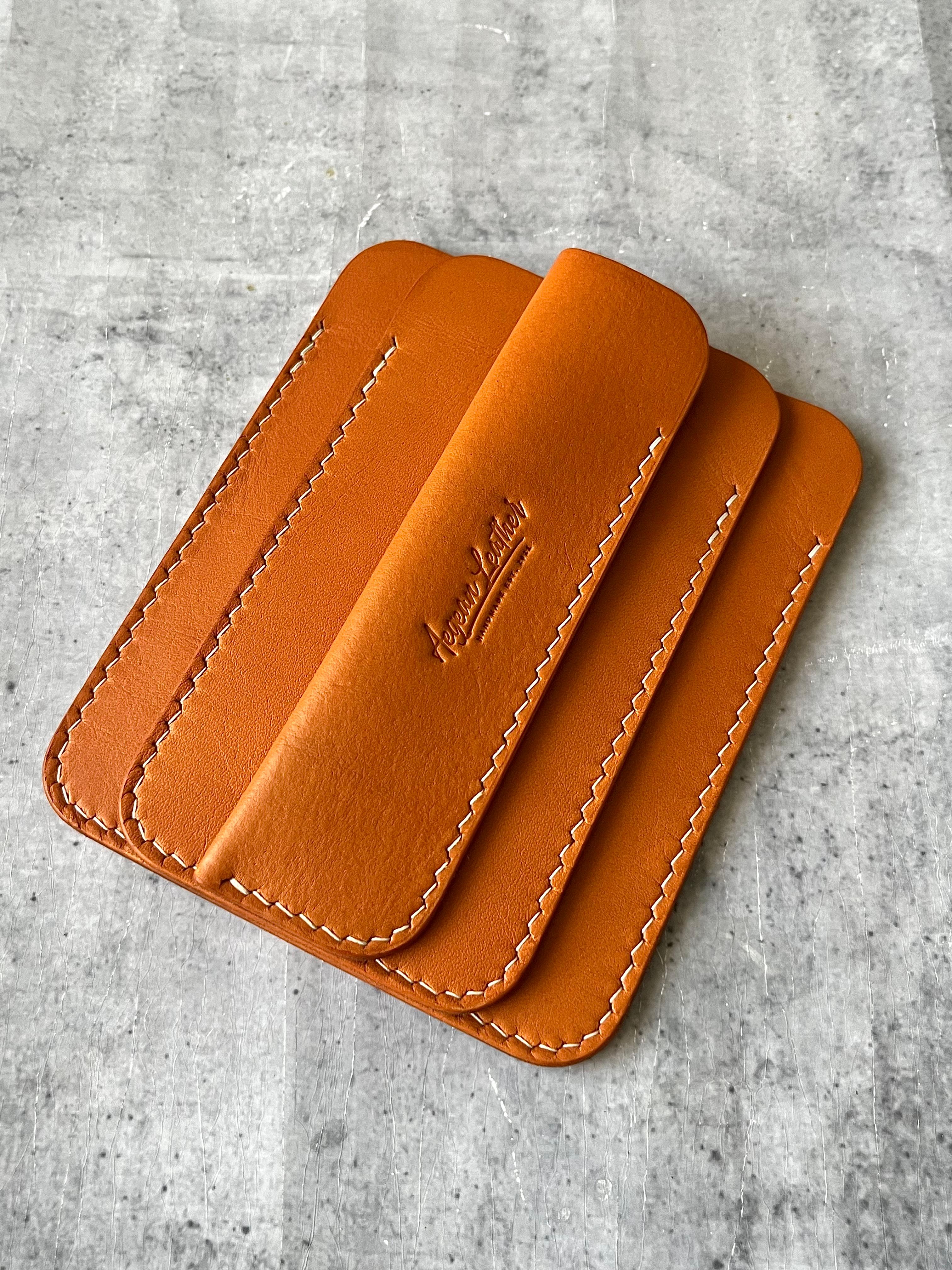 LEATHER DOUBLE PEN SLEEVE-TAN