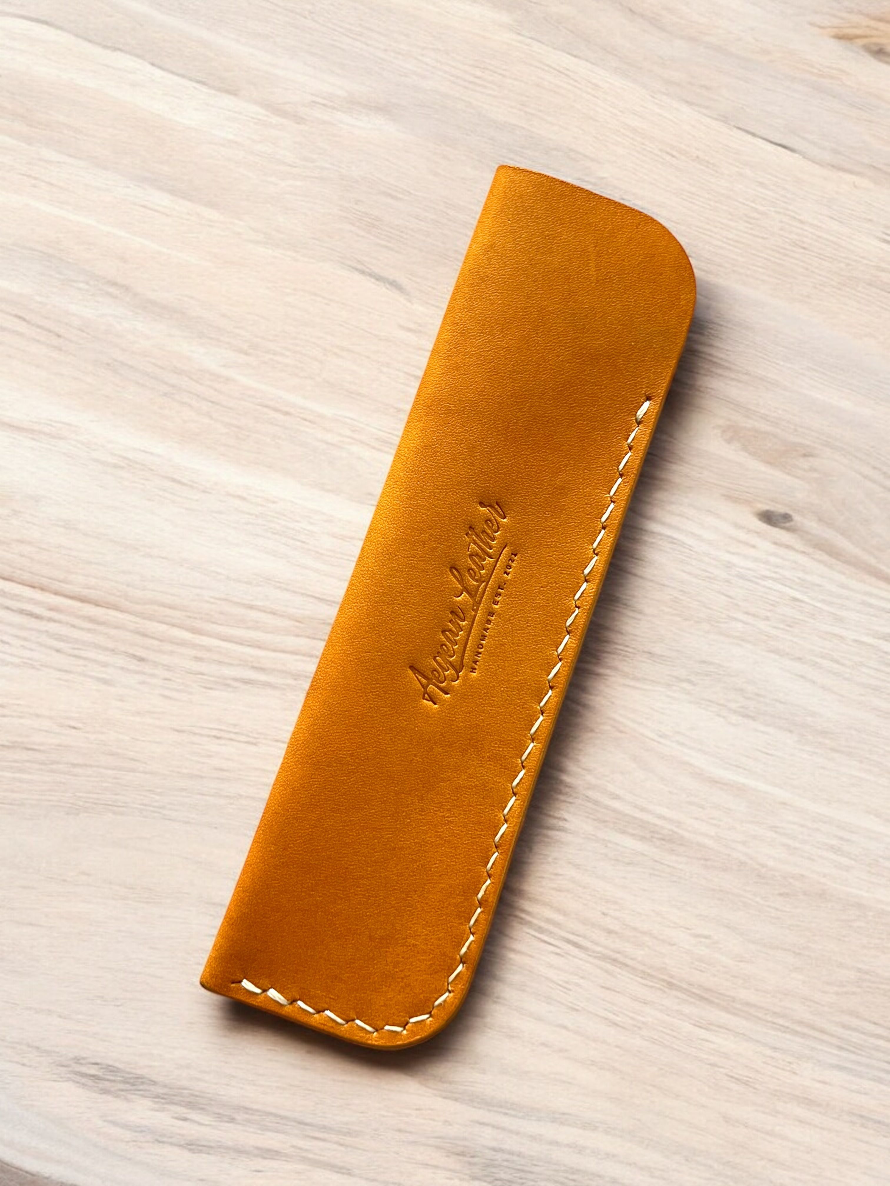 LEATHER SINGLE PEN SLEEVE-GREEN