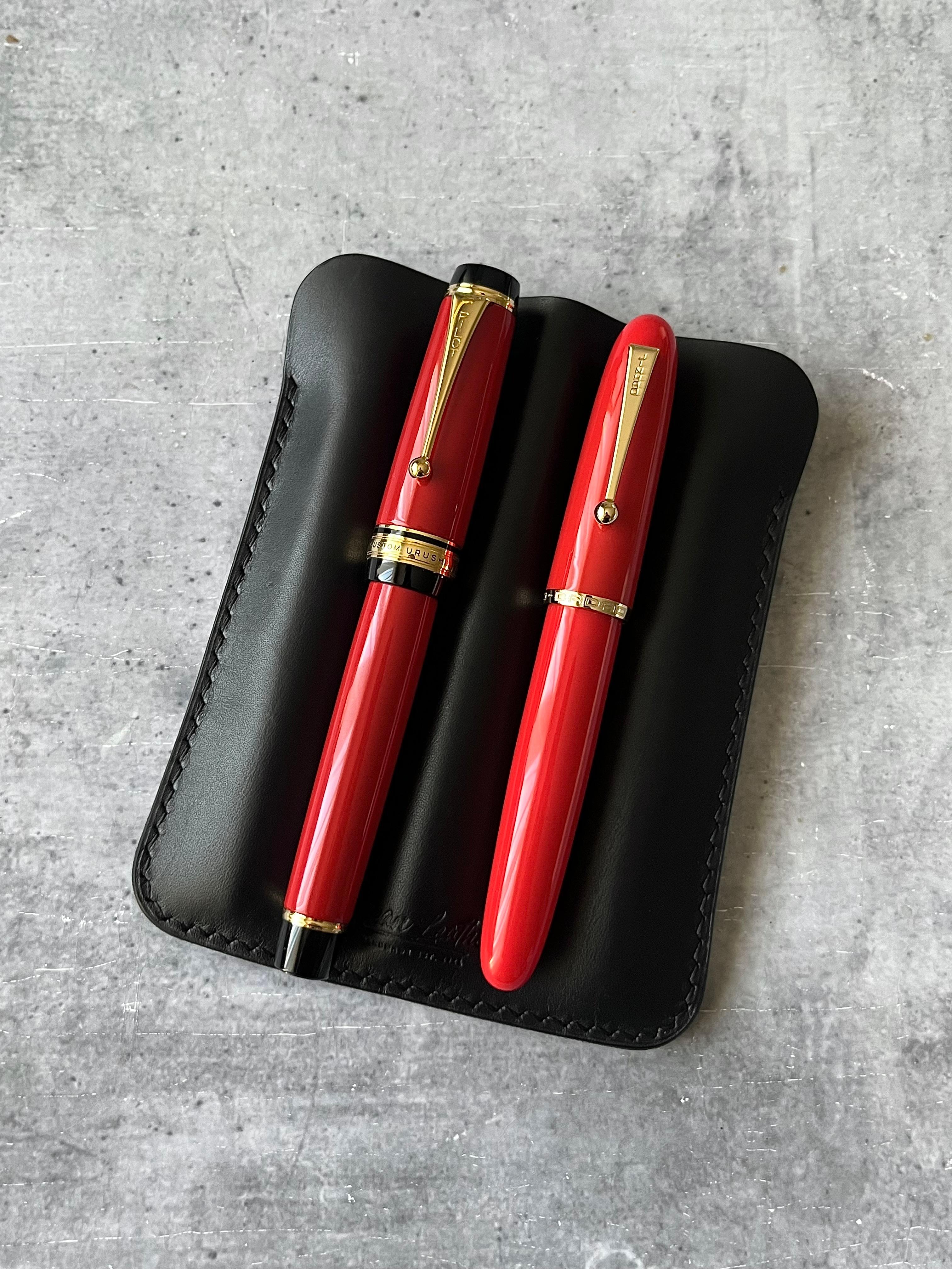 LEATHER TRIPLE PEN SLEEVE-BLACK