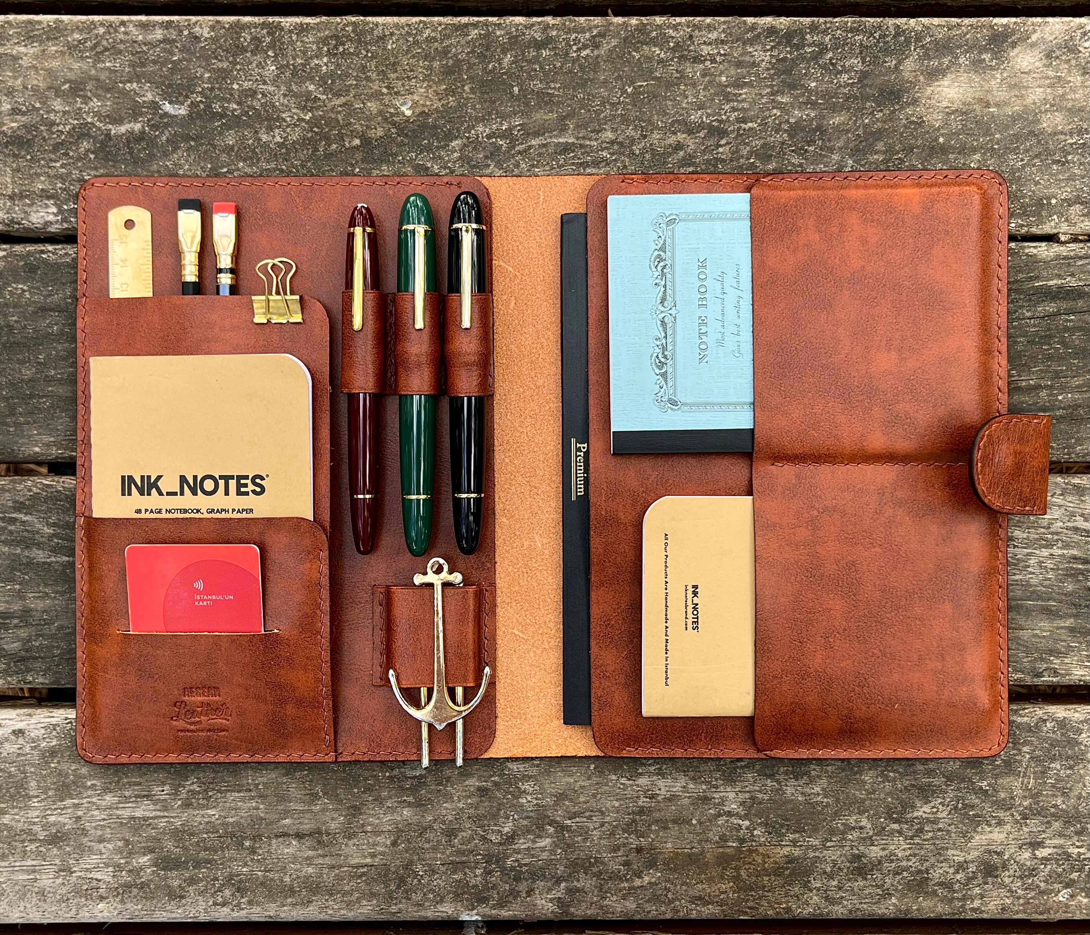 A5 LEATHER PORTFOLIO-Brown