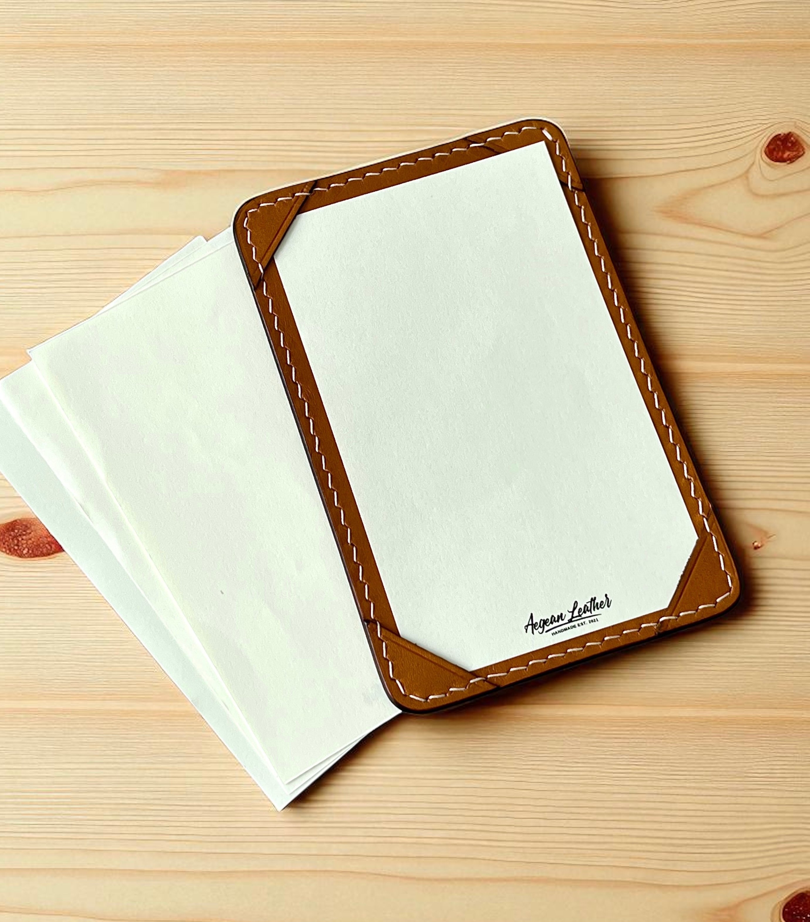 LEATHER JOTTER PAD-TAN