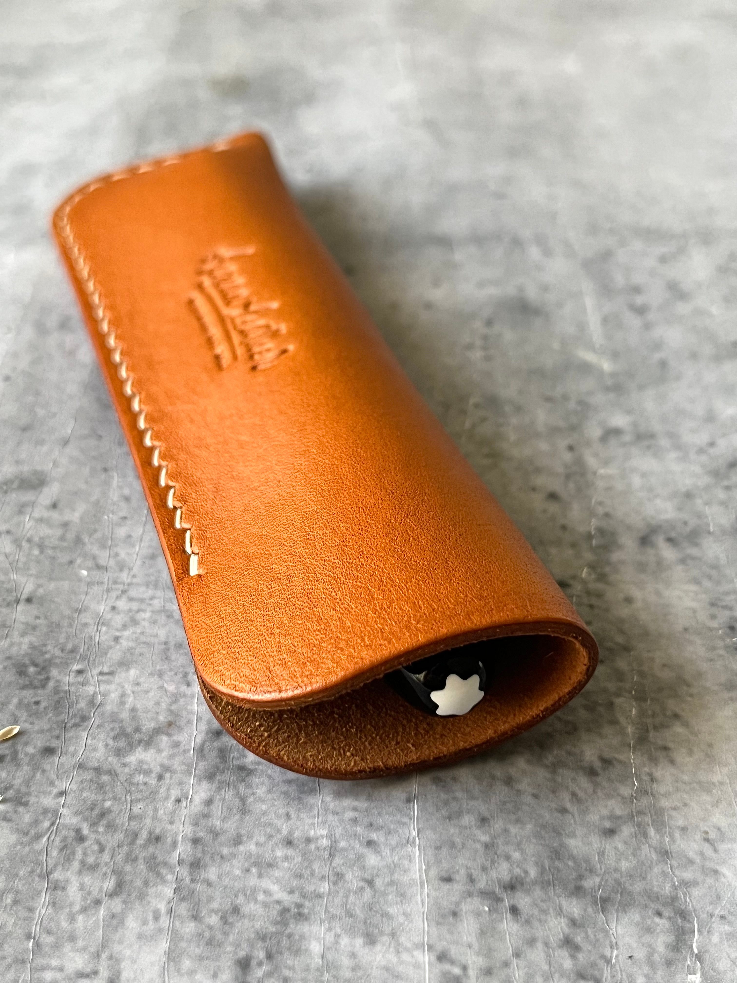 LEATHER SINGLE PEN SLEEVE-TAN