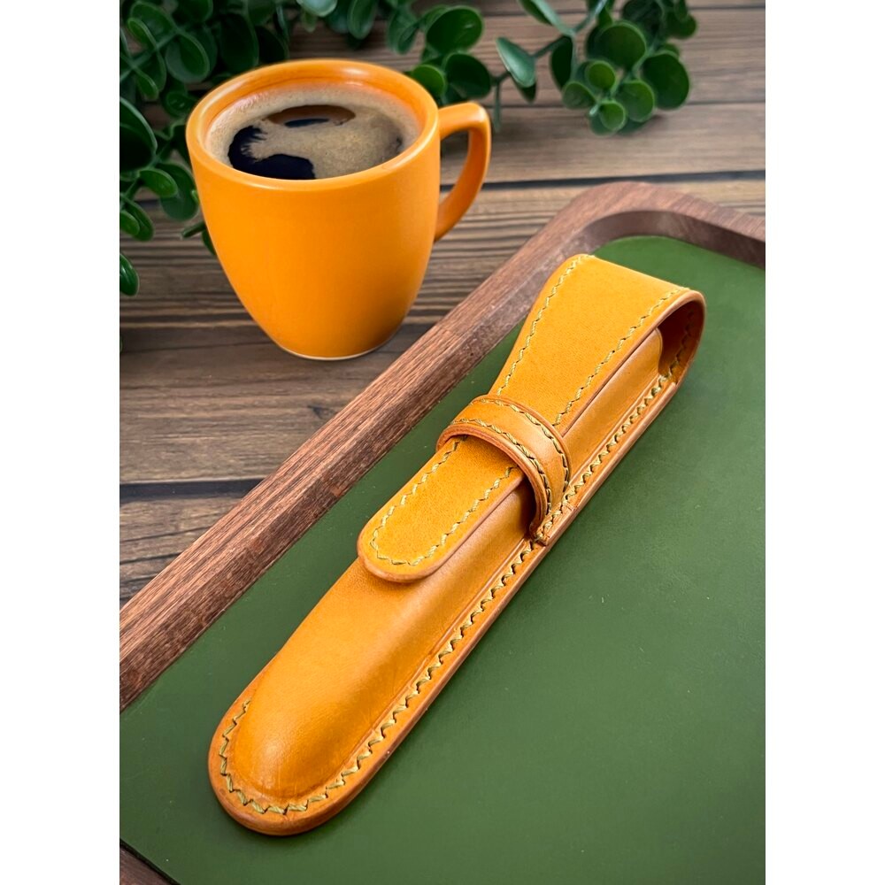 LEMON LEATHER SINGLE PEN CASE