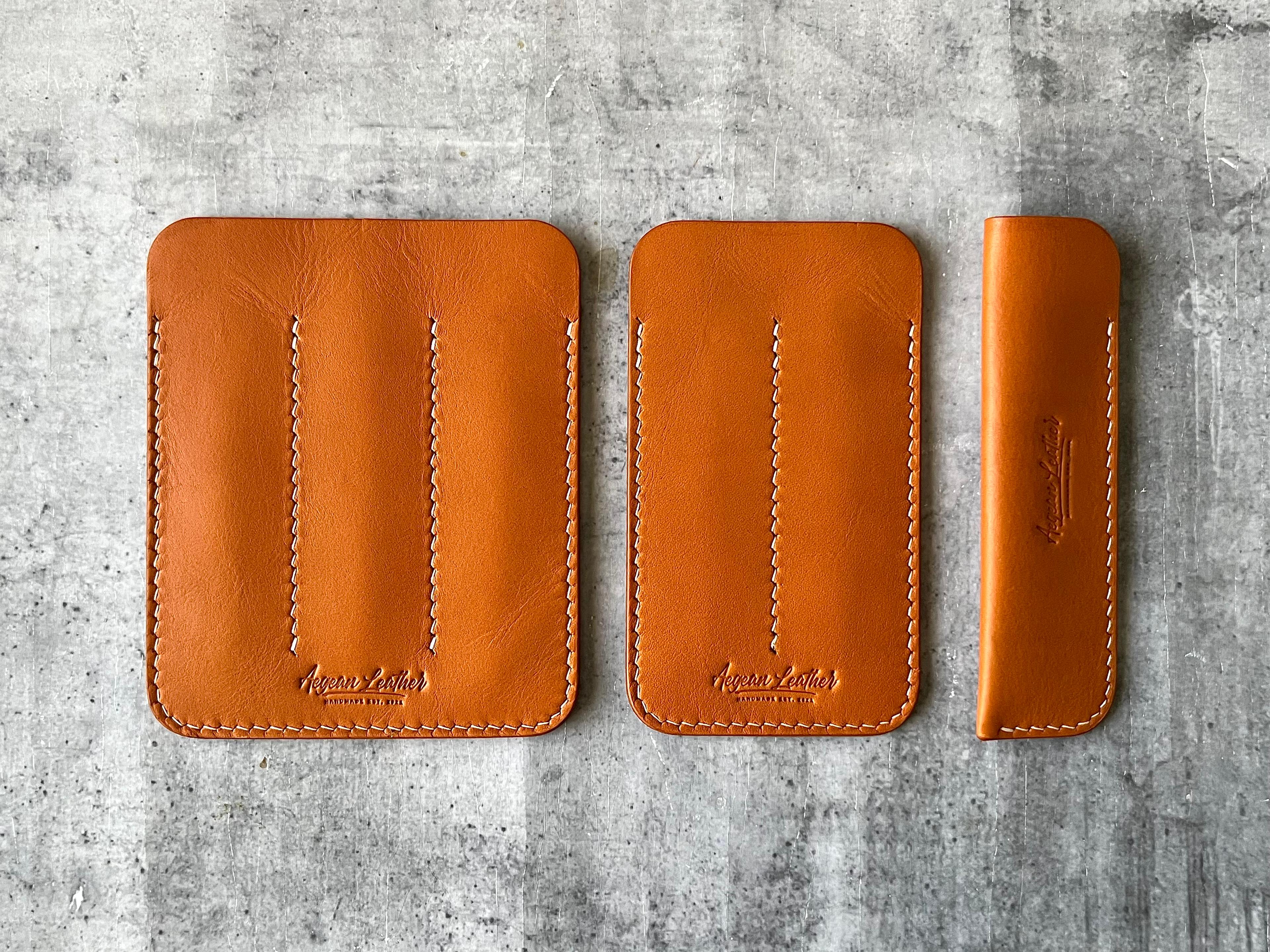 LEATHER DOUBLE PEN SLEEVE-TAN