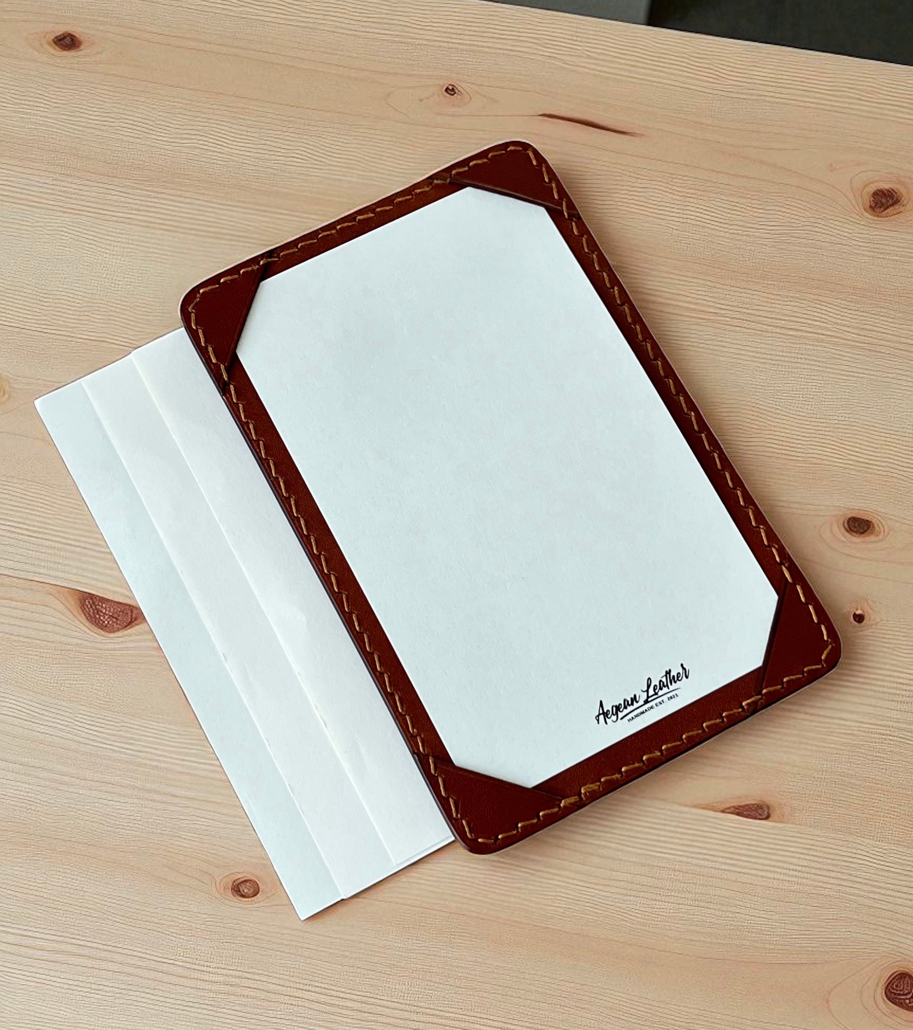 LEATHER JOTTER PAD-COGNAC