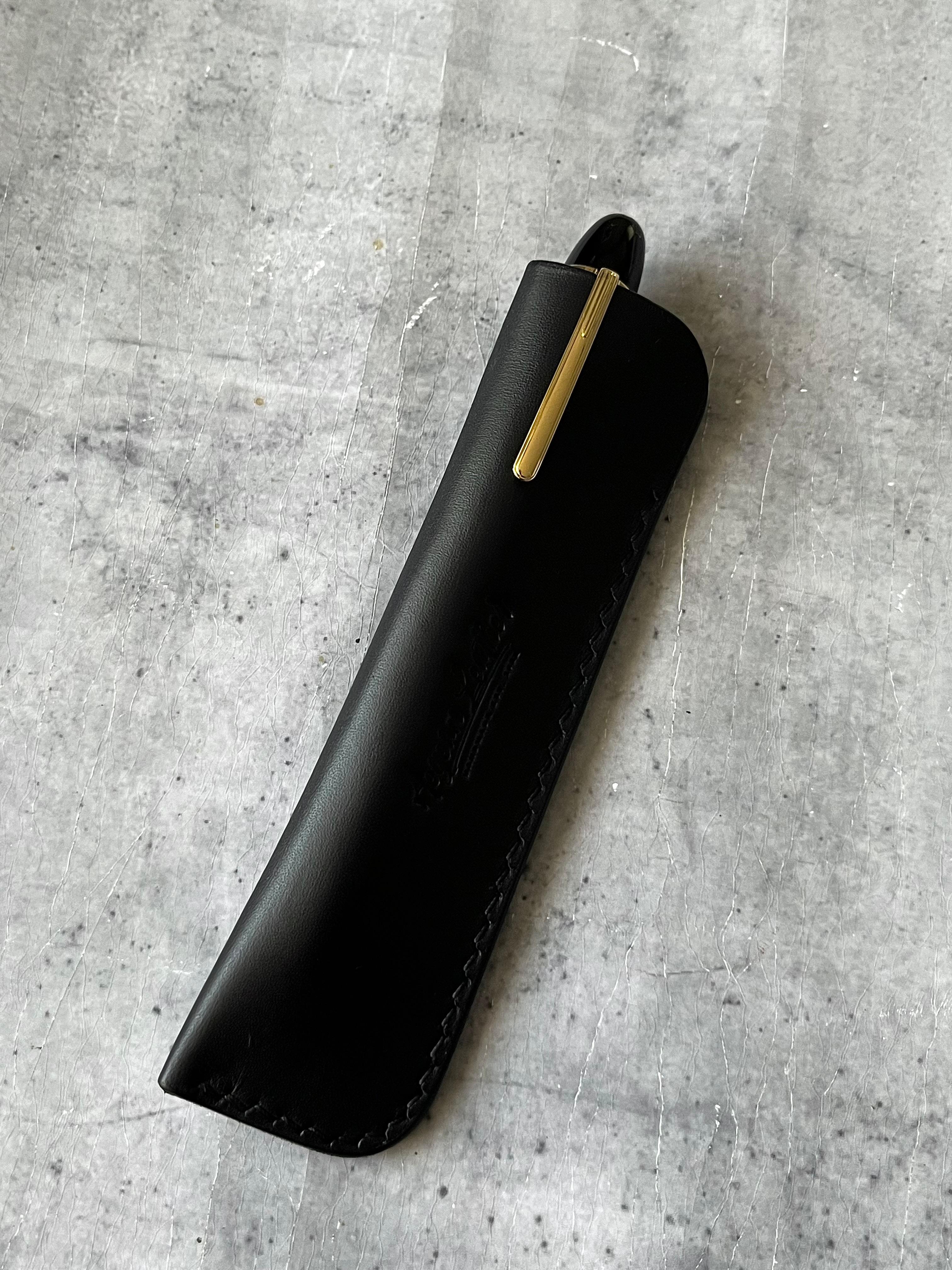 LEATHER SINGLE PEN SLEEVE-BLACK