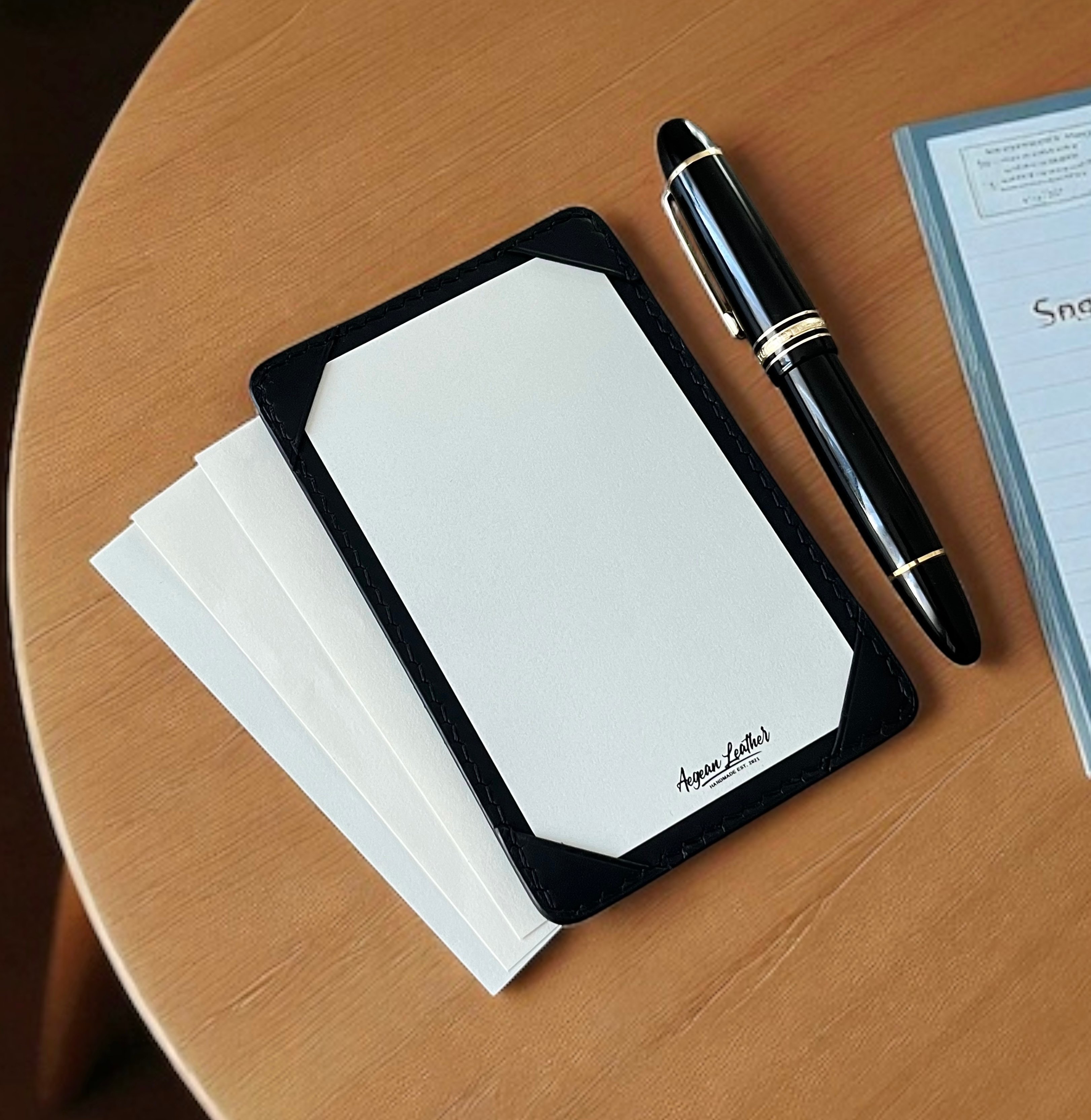 LEATHER JOTTER PAD-BLACK