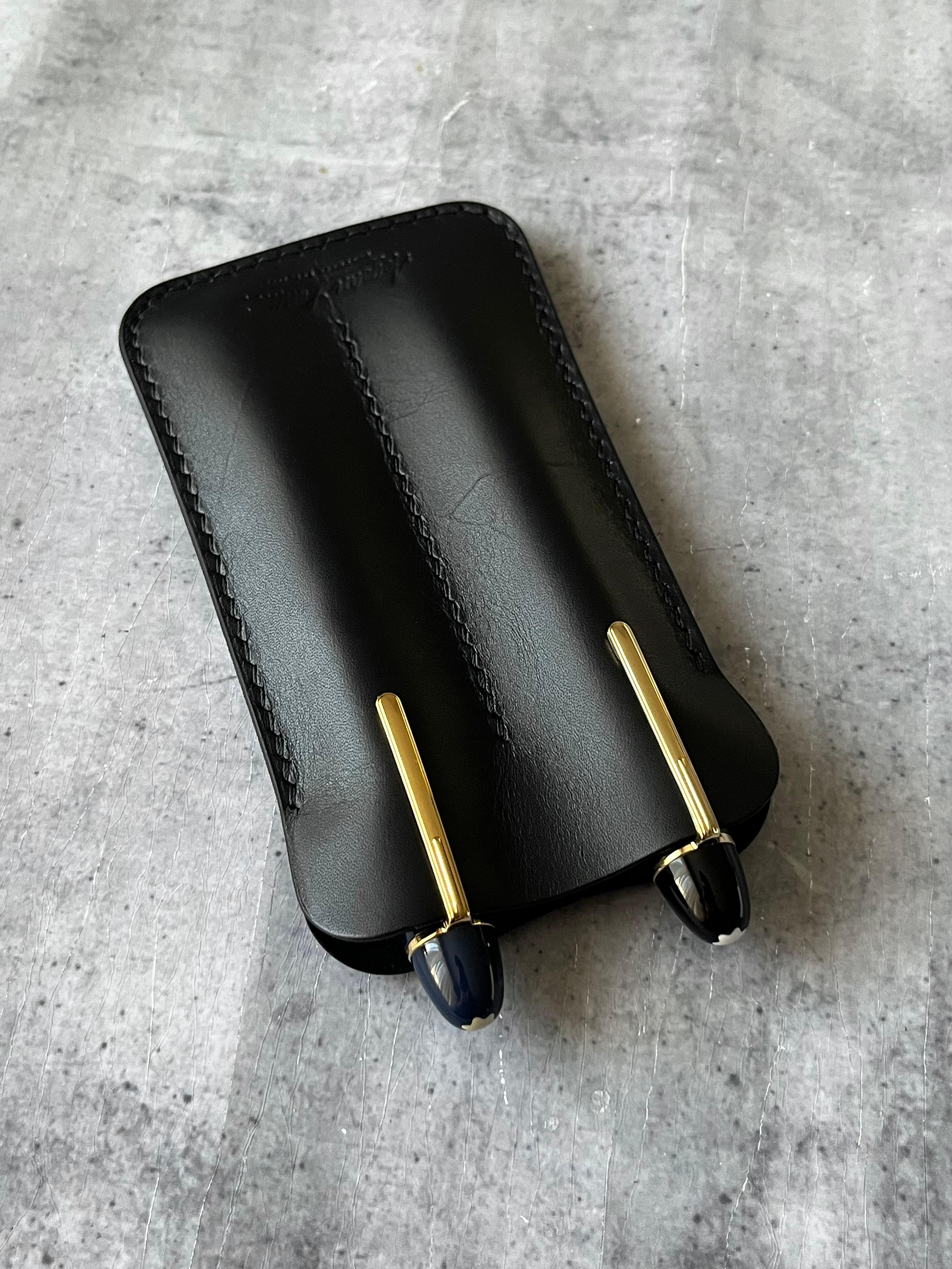 LEATHER DOUBLE PEN SLEEVE-BLACK