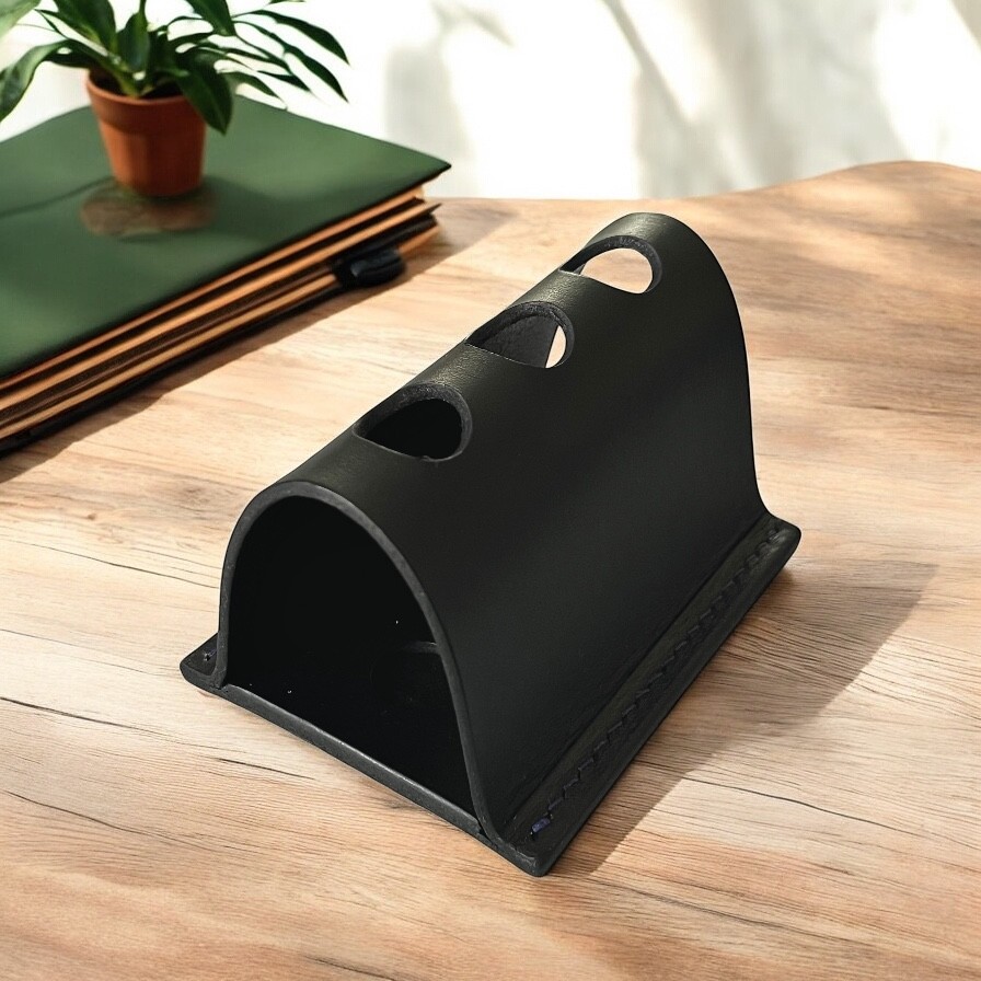 LEATHER PEN HOLDER FOR THREE PENS-BLACK