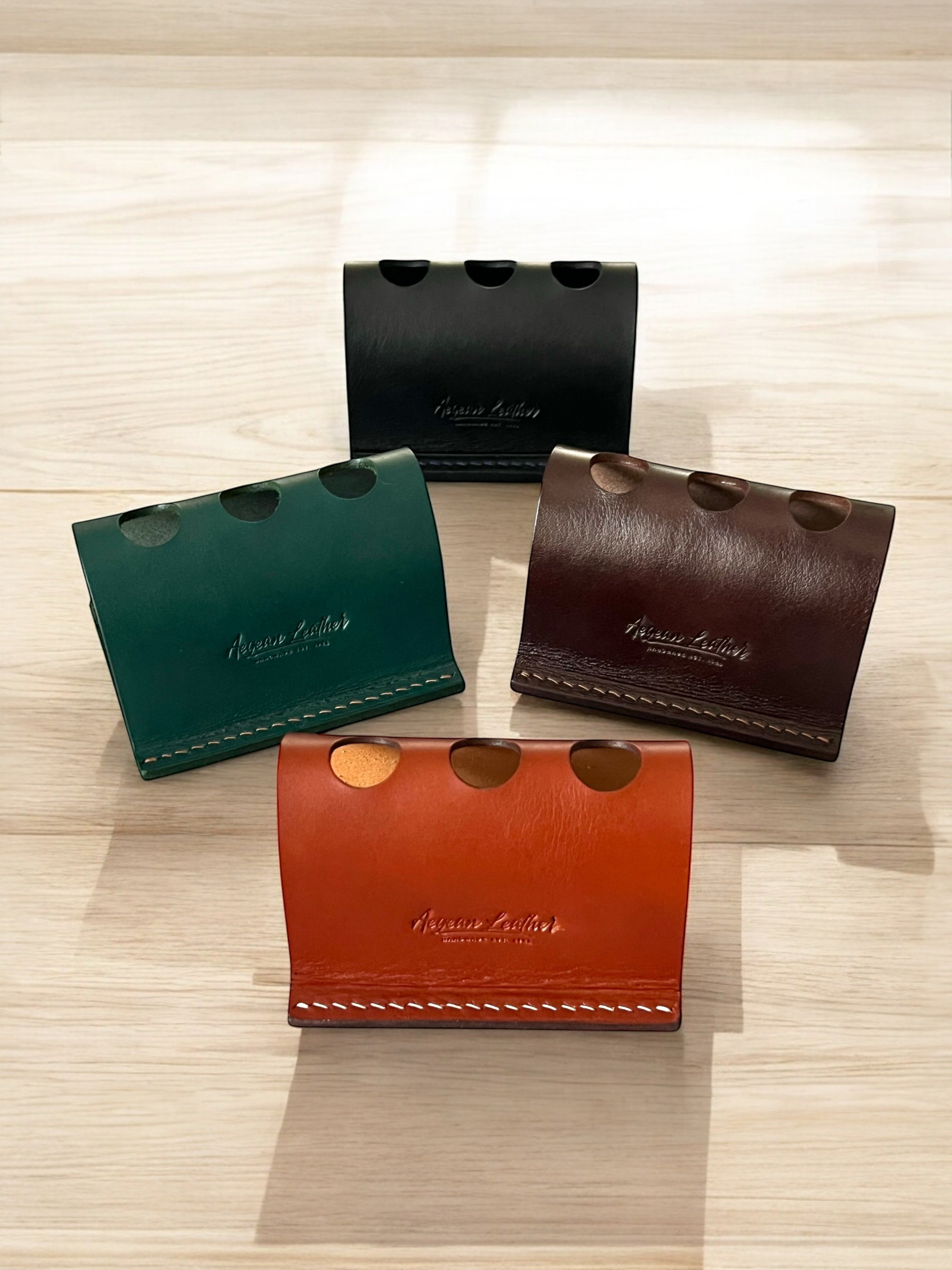 LEATHER PEN HOLDER FOR THREE PENS-BROWN