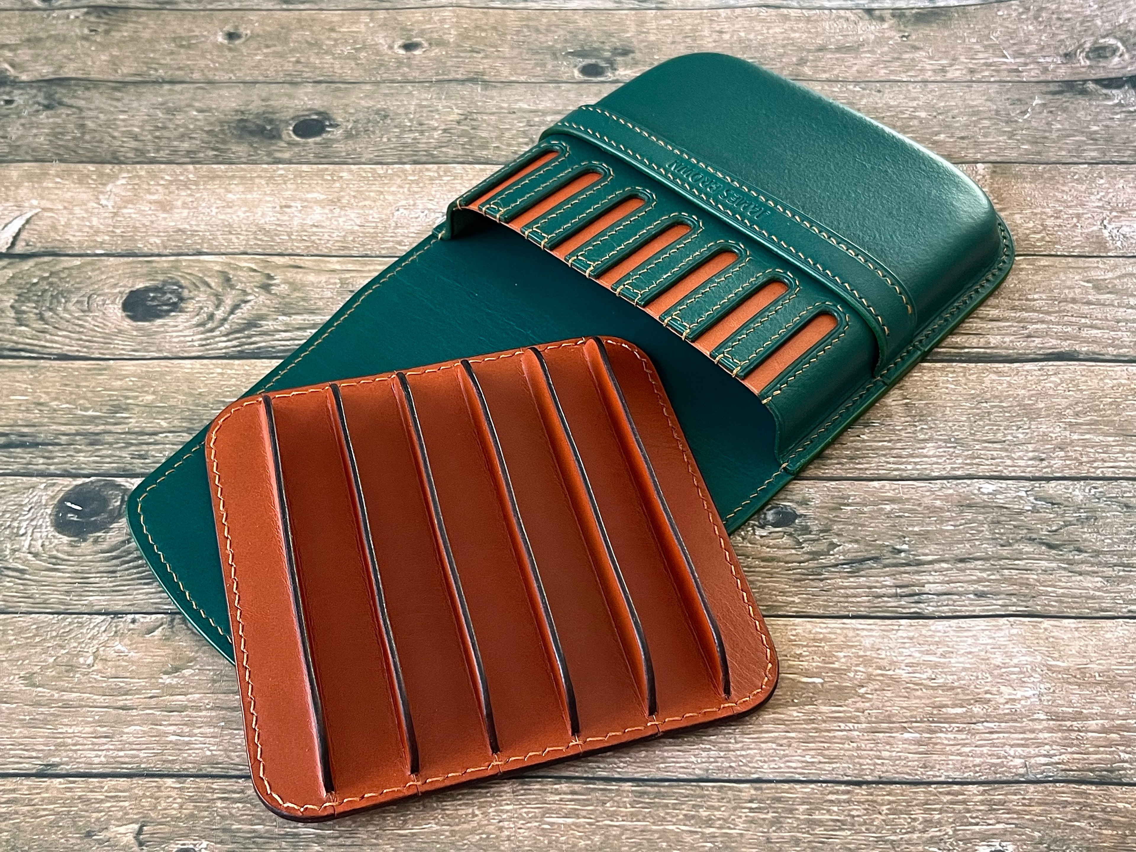 GREEN FOREST LEATHER PEN CASE FOR SEVEN PENS