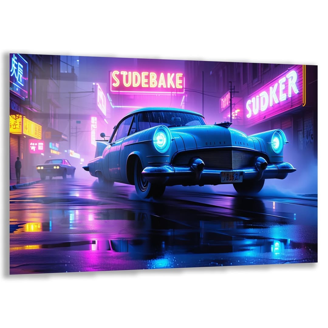 Neon Araba Cam Tablo