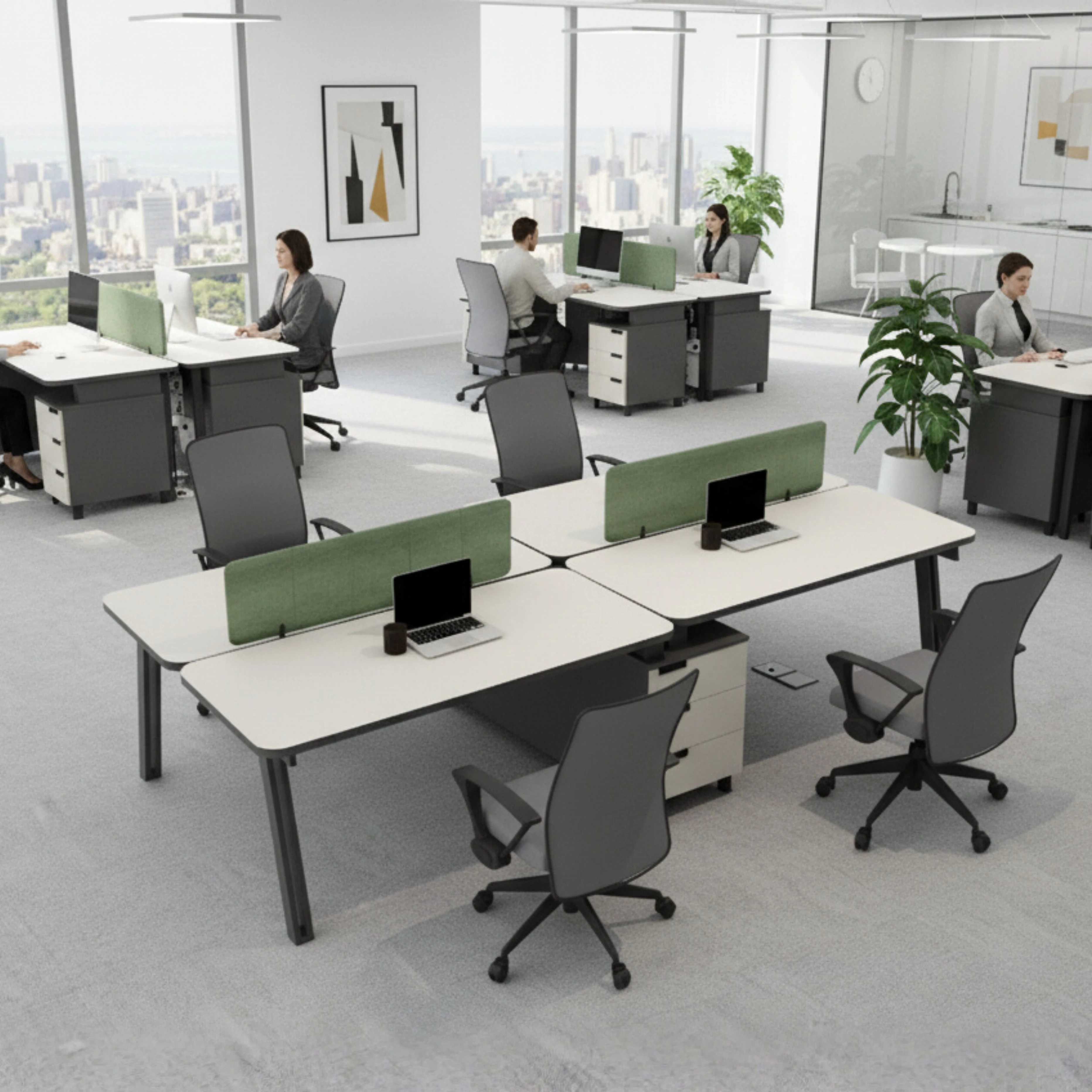 Tween Kesonlu Dörtlü Çalışma Masaları