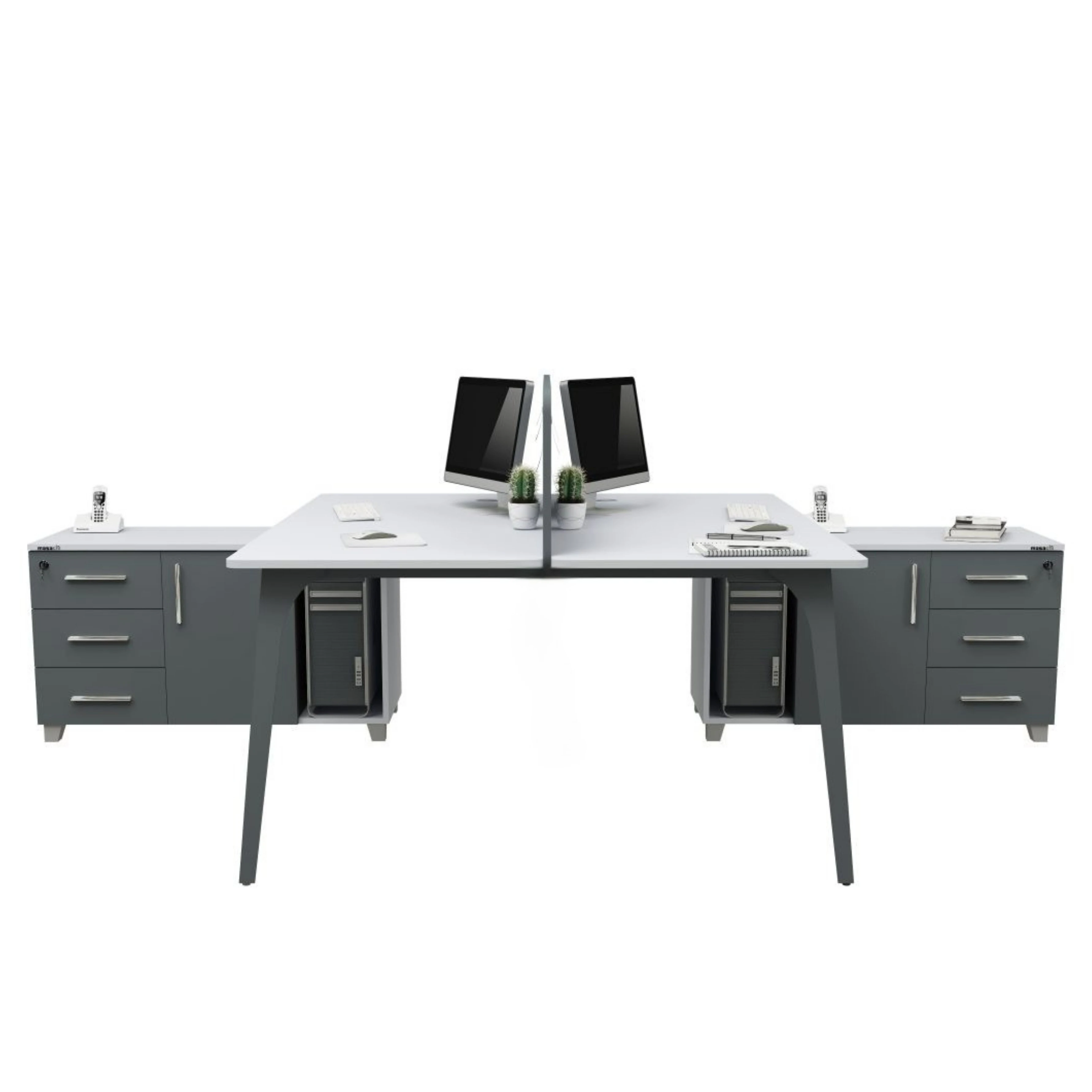 Lino Etajerli İkili Çalışma Masası