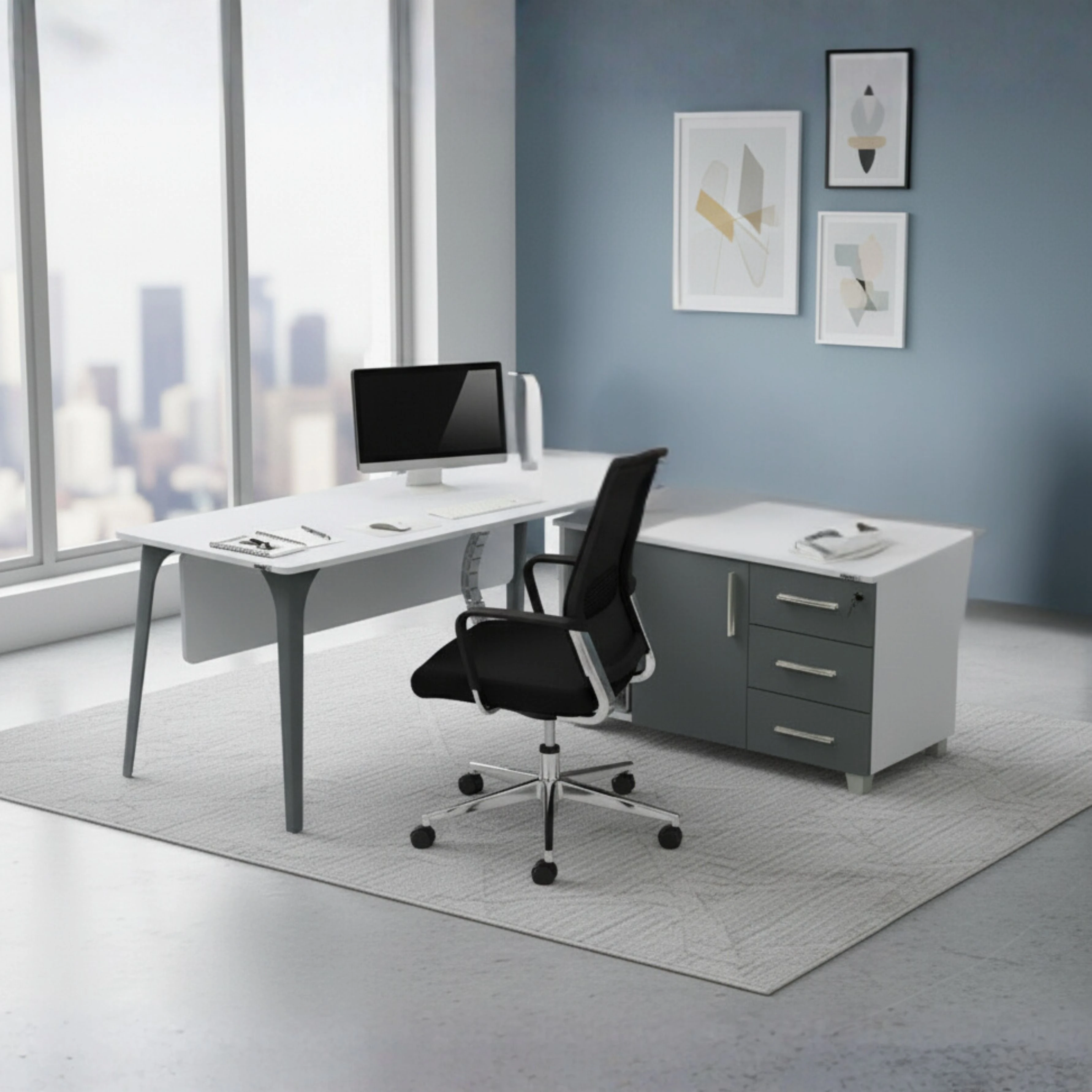 Lino Etajerli Ofis Çalışma Masası 