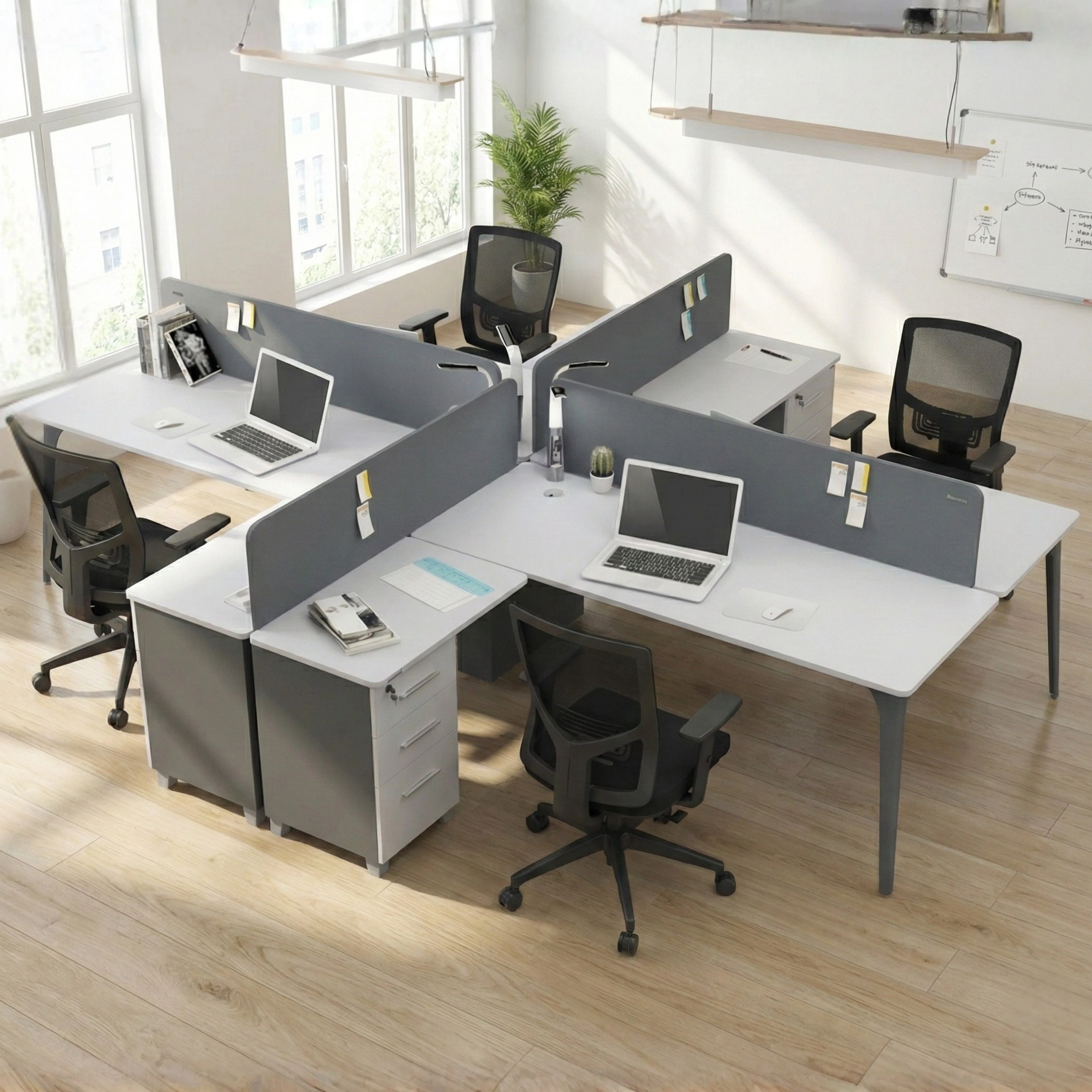 Lino Yüksek Kesonlu 4'lü Çalışma Masası