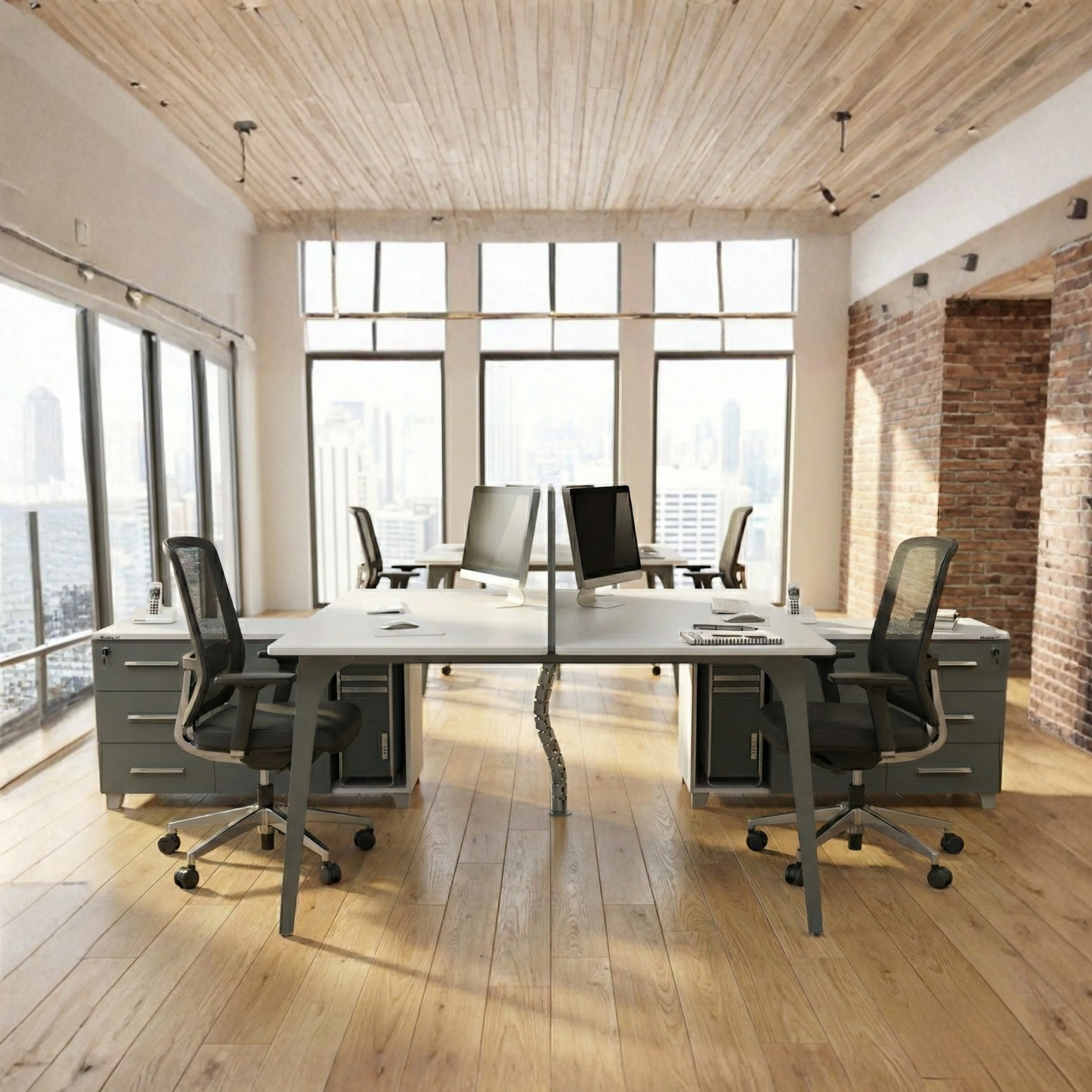 Lino Etajerli İkili Çalışma Masası