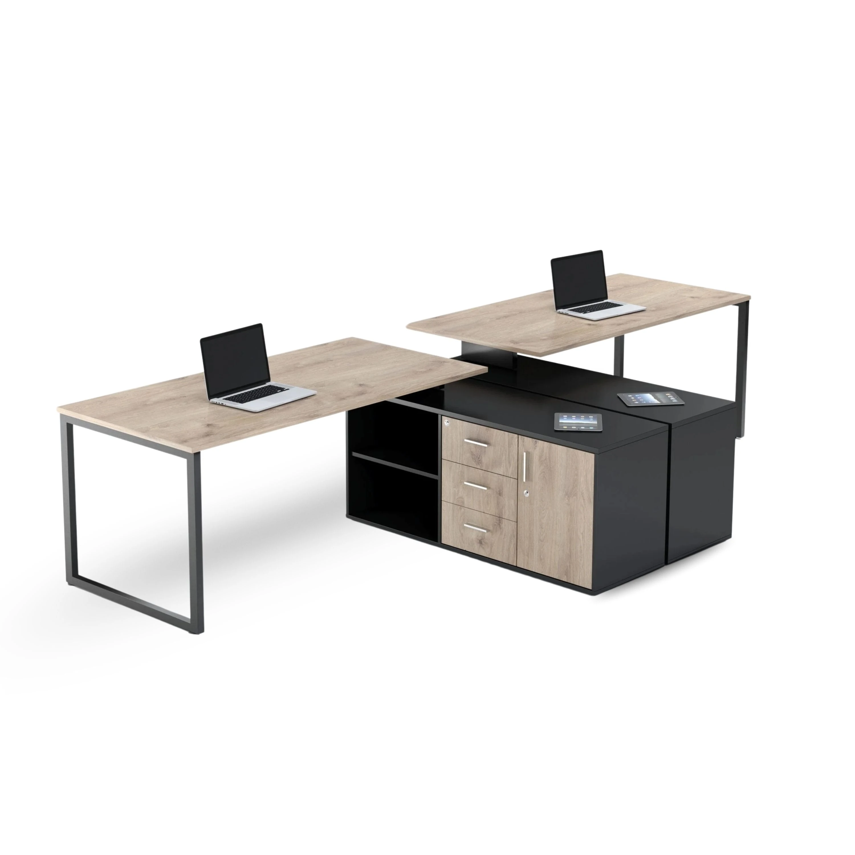 Dusk Etajerli İkili Çalışma Masaları, Kumaş Kaplı Seperatör