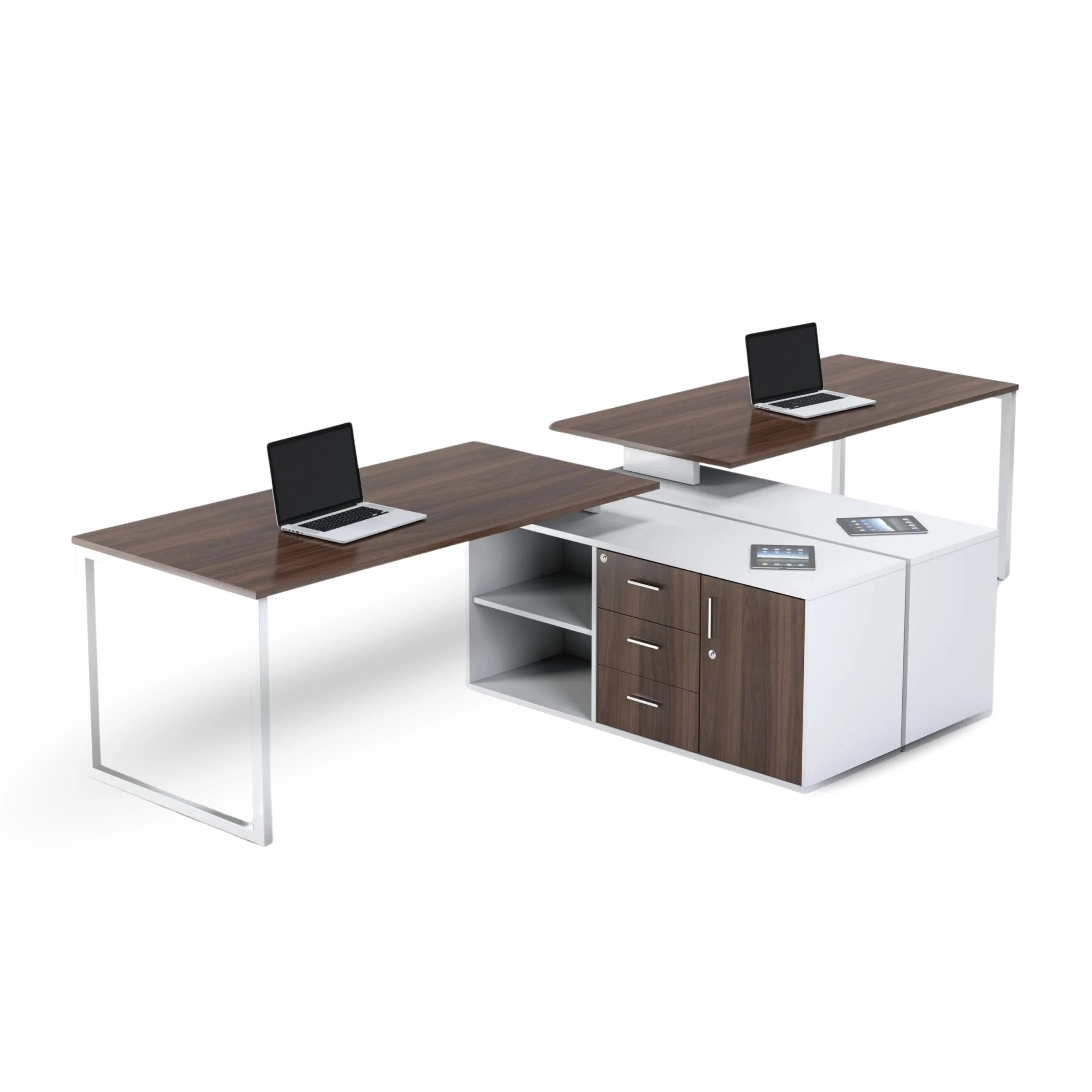 Dusk Etajerli İkili Çalışma Masaları, Kumaş Kaplı Seperatör