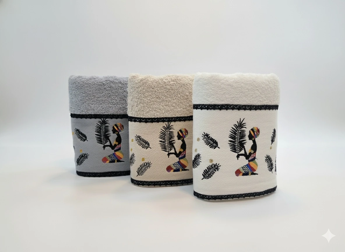 100% PAMUK  YUMUŞAK YÜZ HAVLUSU (ÖZEL TASARIM ETNİK DESEN NAKIŞLI & HEDİYE)